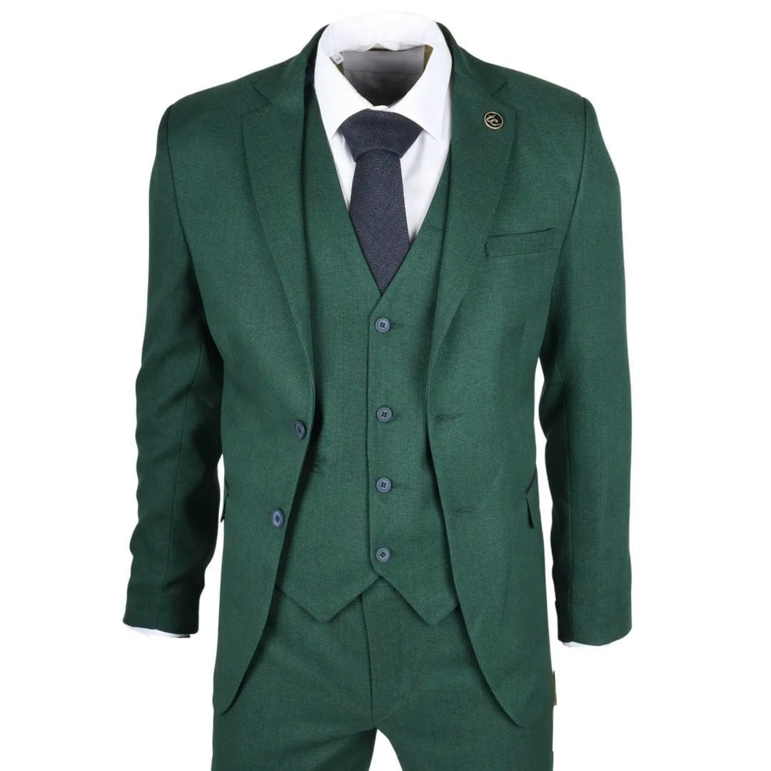 Truclothing Men's Green Im08 - 3 Piece Classic Suit - 40" Jacket 34" Trousers