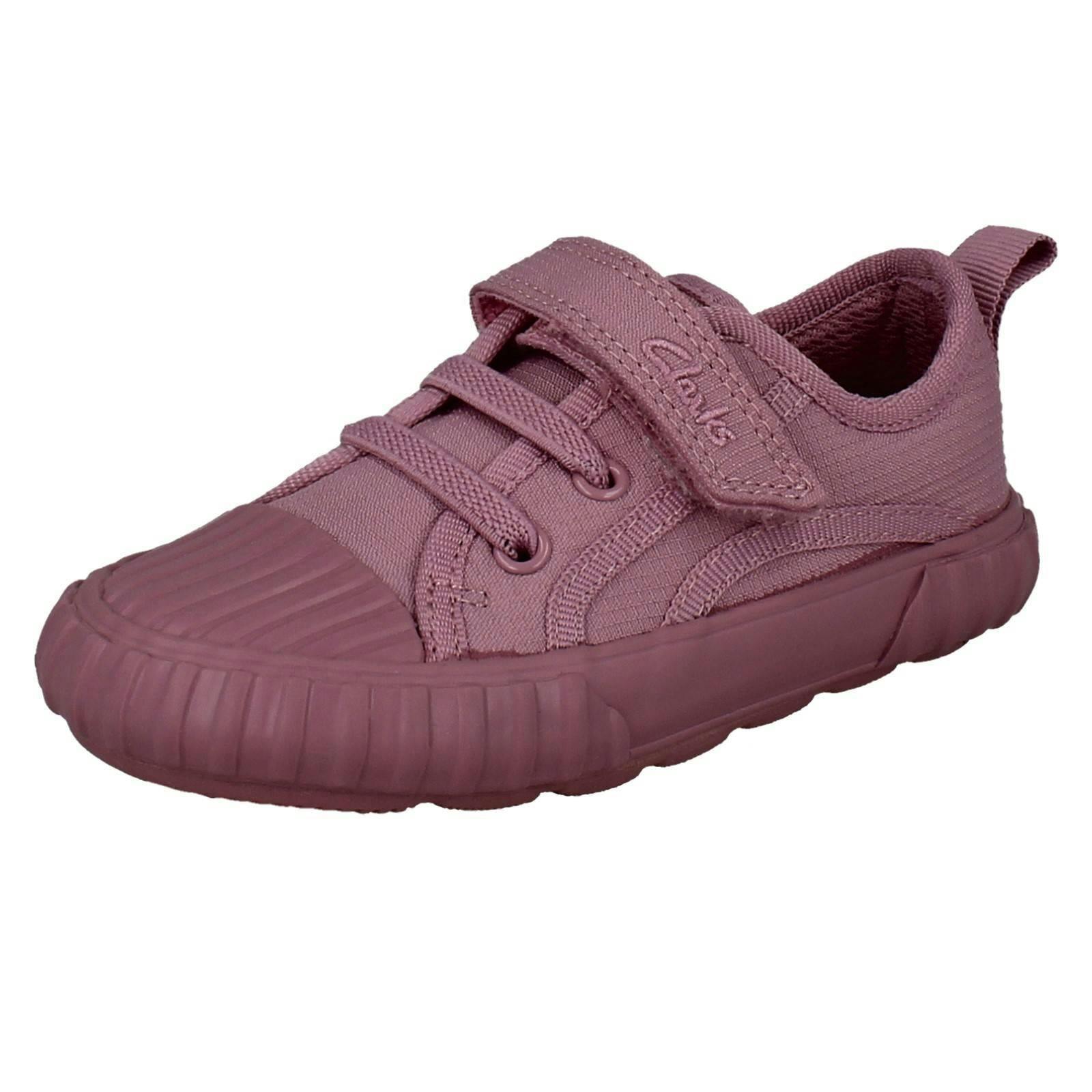 Clarks Pink Kids Trainer Style Canvas Shoes Foxing Stitch - Uk 5 Infant - F