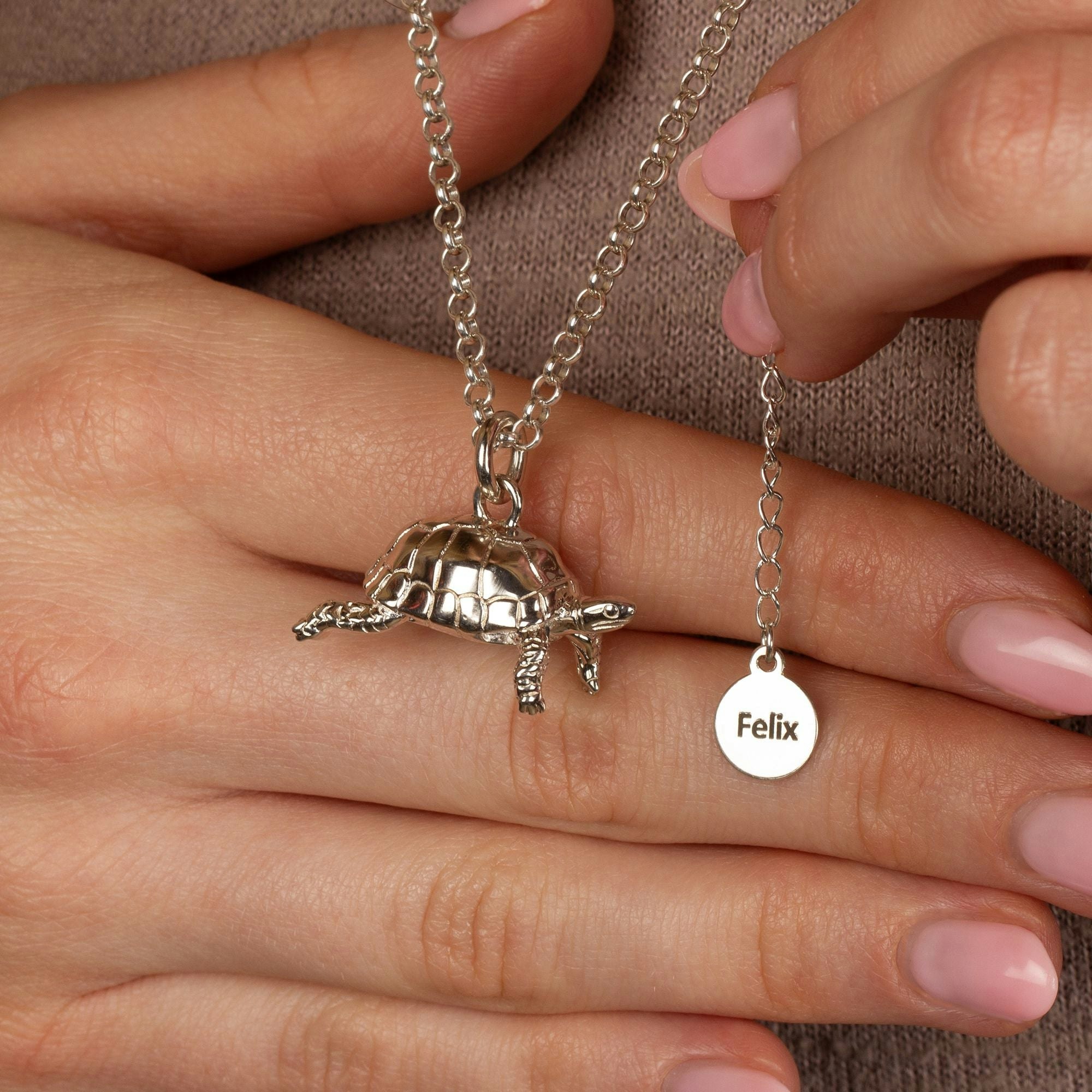 Mylee London Silver Extra Large Tortoise Necklace - Personalised - No