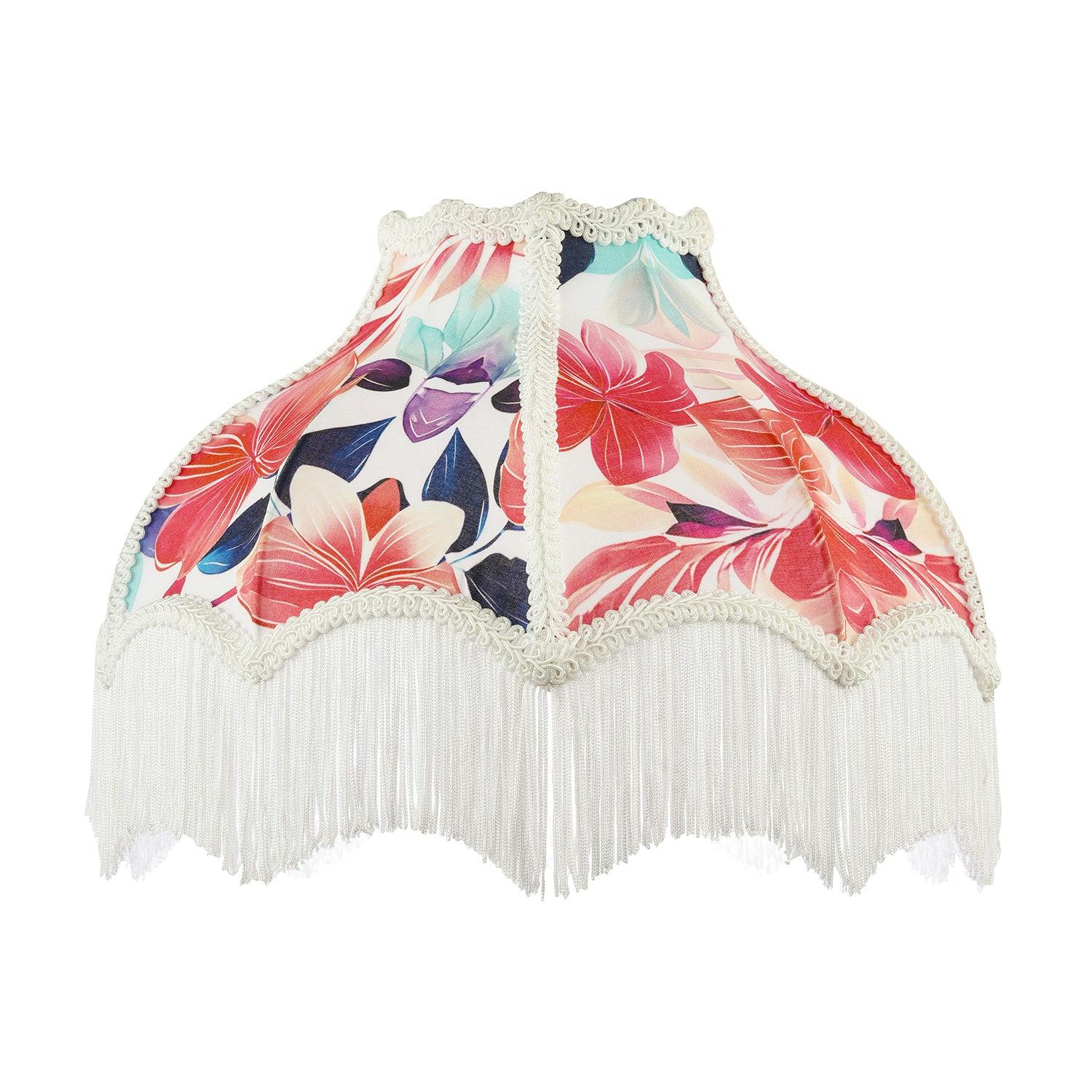 Rackhams Light/White Multi Coloured Vivid Floral Victorian Shade With Trims