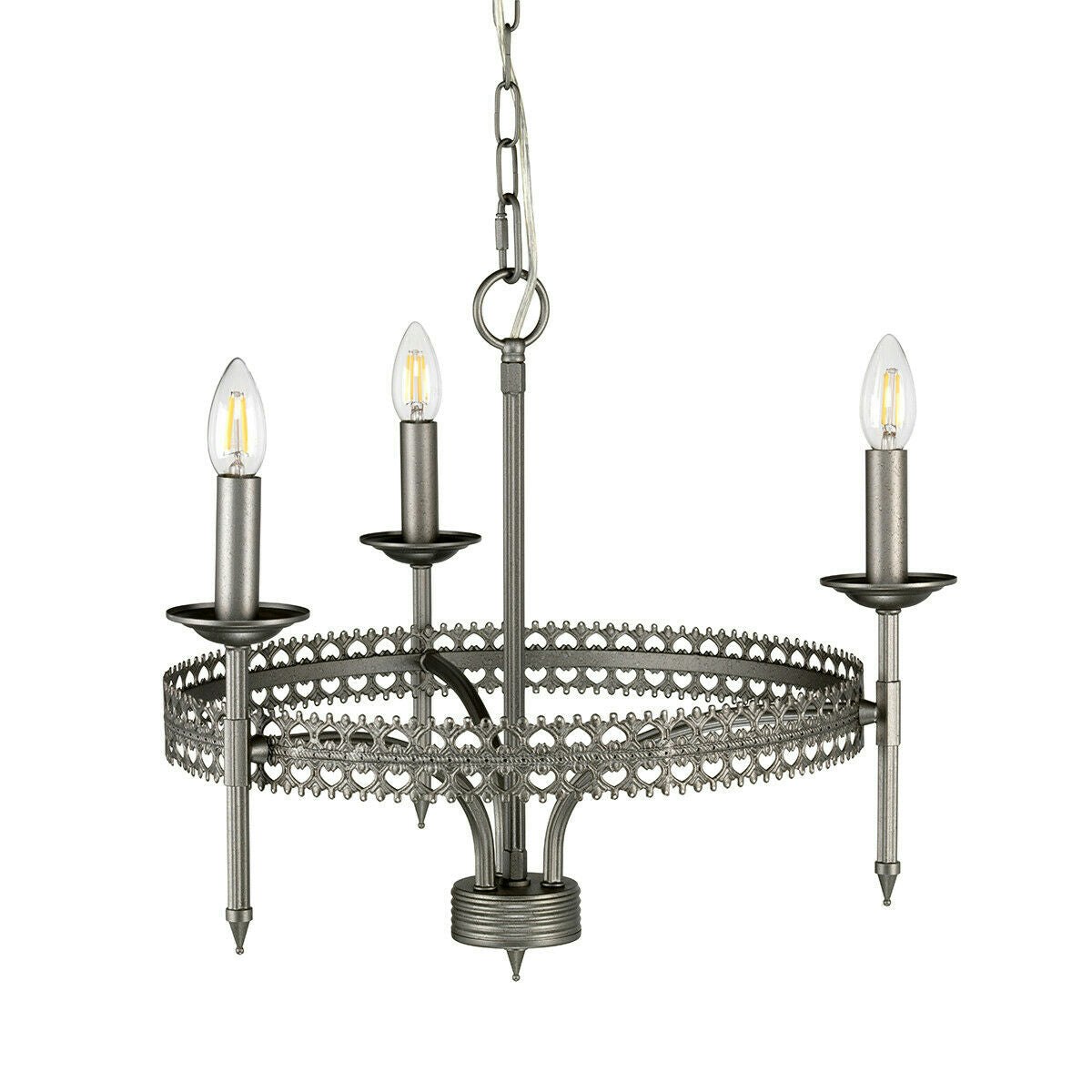 Rackhams Light Bulb Chandelier Hanging Pendant Iron Gate Led E14 60W Bulb Size 3