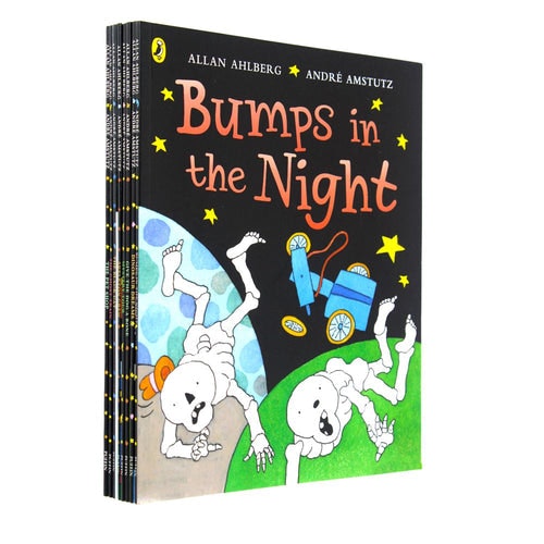 Penguin Dark/Black Funny Bones Collection By Allan Ahlberg 8 Books Set Ghost Train, Skeleton Funny Bones