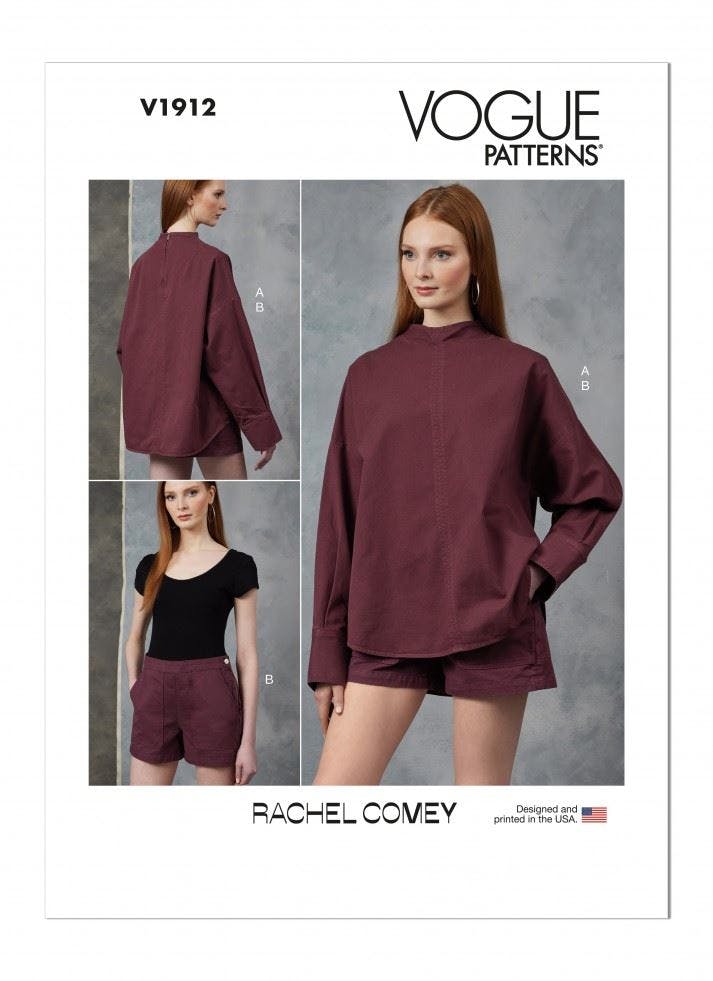 Vogue Women's Sewing Pattern 1912, Tops, Shorts For B5 (8-10-12-14-16) - Advanced - Y5 (18-20-22-24-26)