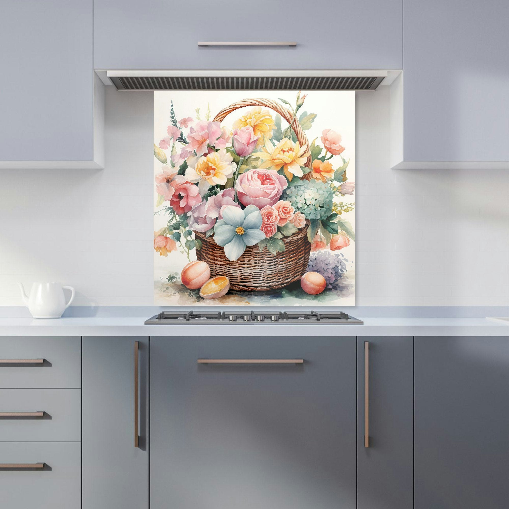 Warren Reed - Designer Easter Watercolour Basket Kitchen Splashback - W700mm X H650mm