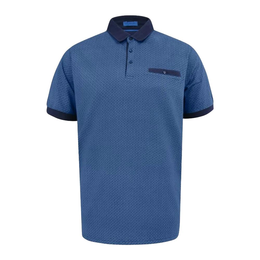 Duke Men's Blue Murray D555 All-Over Print Jacquard Polo Shirt - 5XL - 100% Mixed