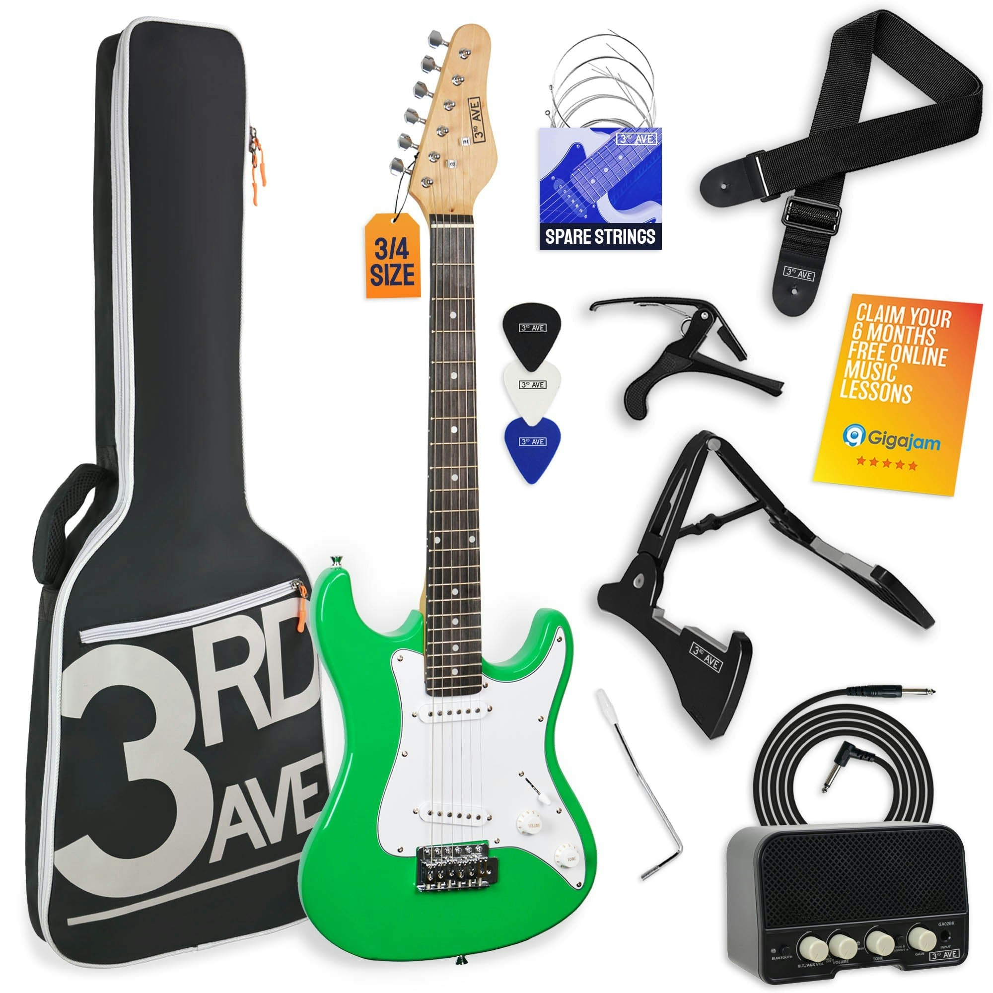 3Rd Avenue  3/4 Size Electric Guitar Pack With Amp - Green - 3/4 Size - Image 4