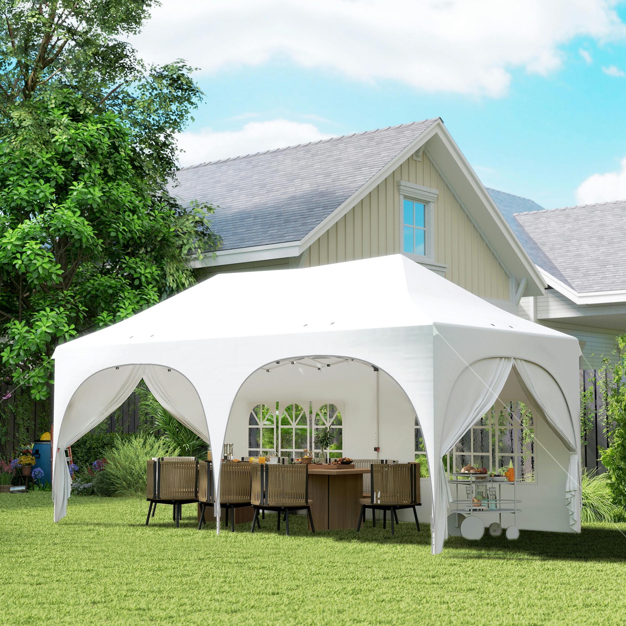 B&Q - 3 X 6M Pop Up Gazebo With SidesPeak Top Garden Party Tent Marquee - Image 2