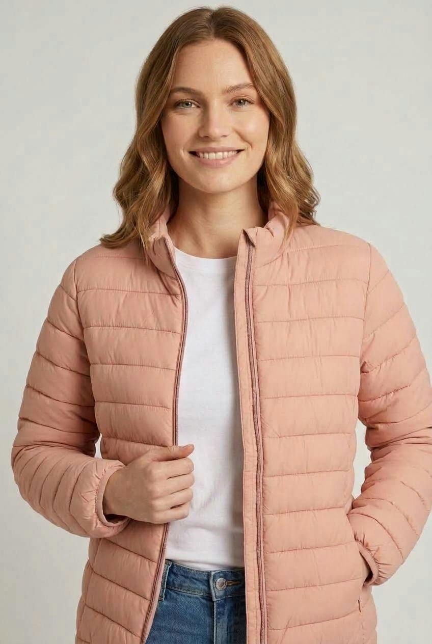 Izabel London Pink High Neck Zip-Up Padded Puffer Jacket - 12