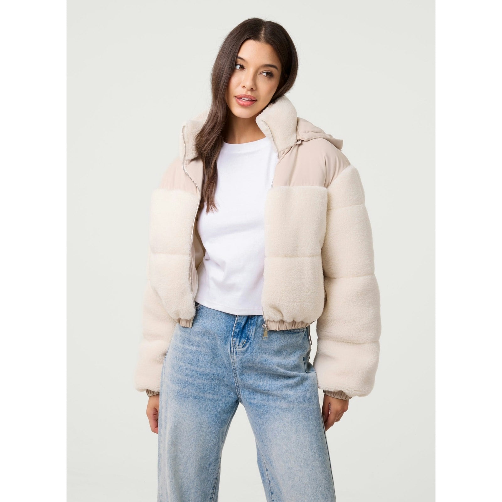 Pink Vanilla Pink/Cream Vanilla Teddy Coat With Hood - S