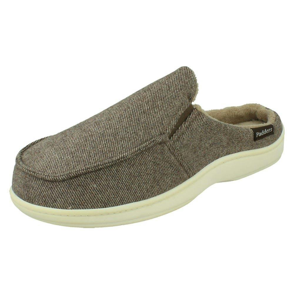 Padders Men's Brown Machine Washable Slippers Tom - Linen Weave - Uk 11
