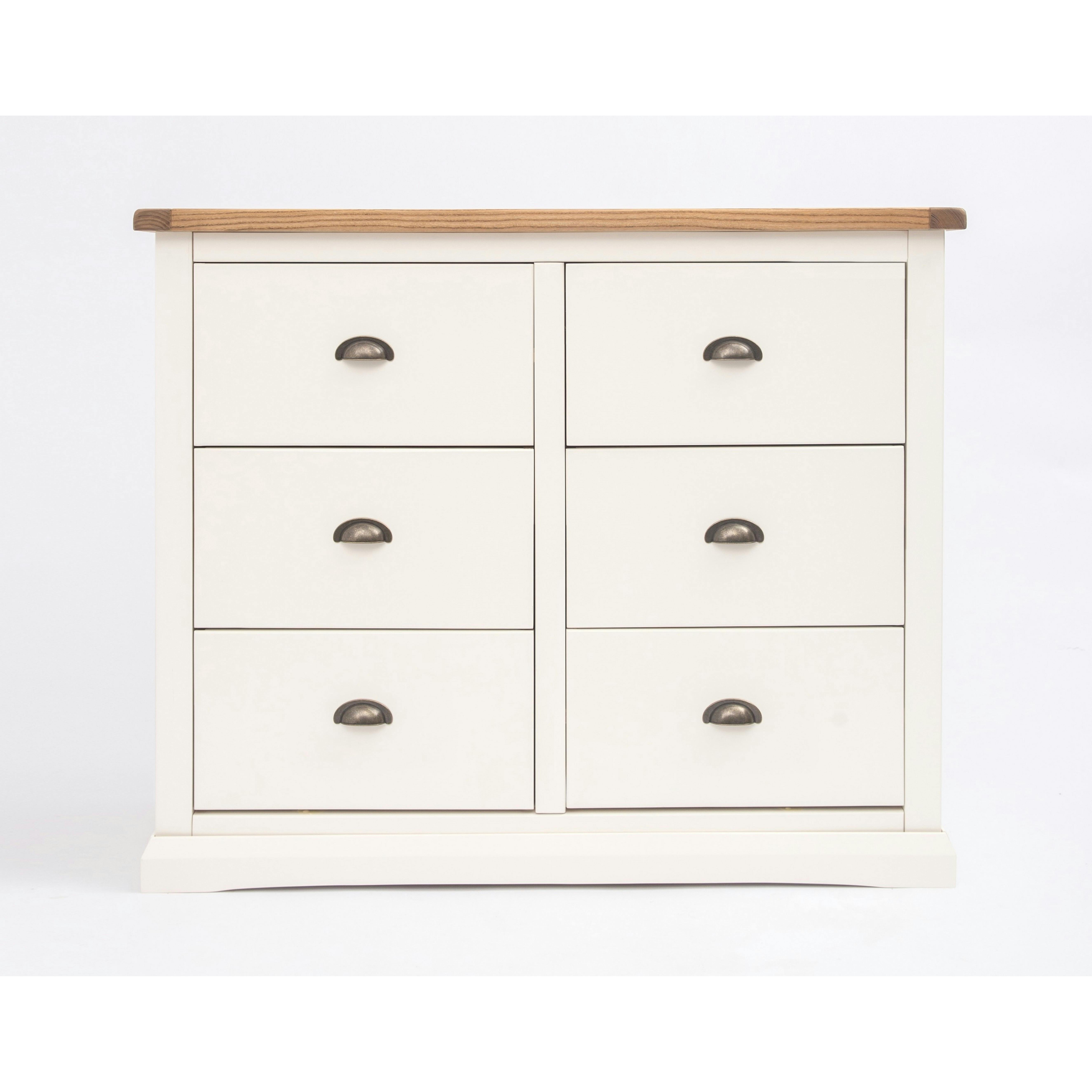 Rackhams White Cosenza 6 Drawer Chest Of Drawers Brass Cup Handle - Off