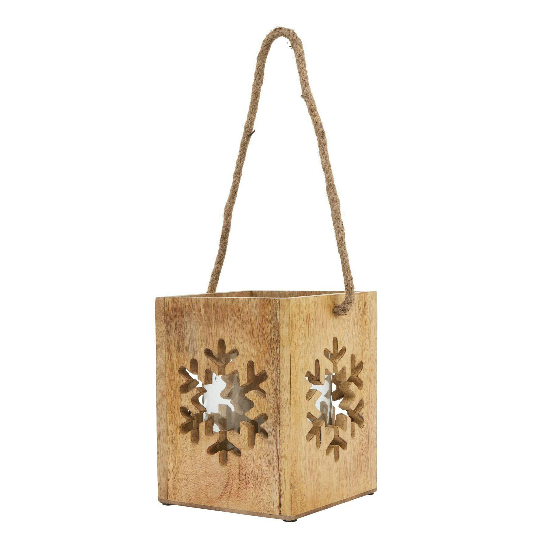 Rackhams Brown Wooden Snowflake Tealight Holder - 14Cm X 14Cm X 14Cm - 100% Mixed