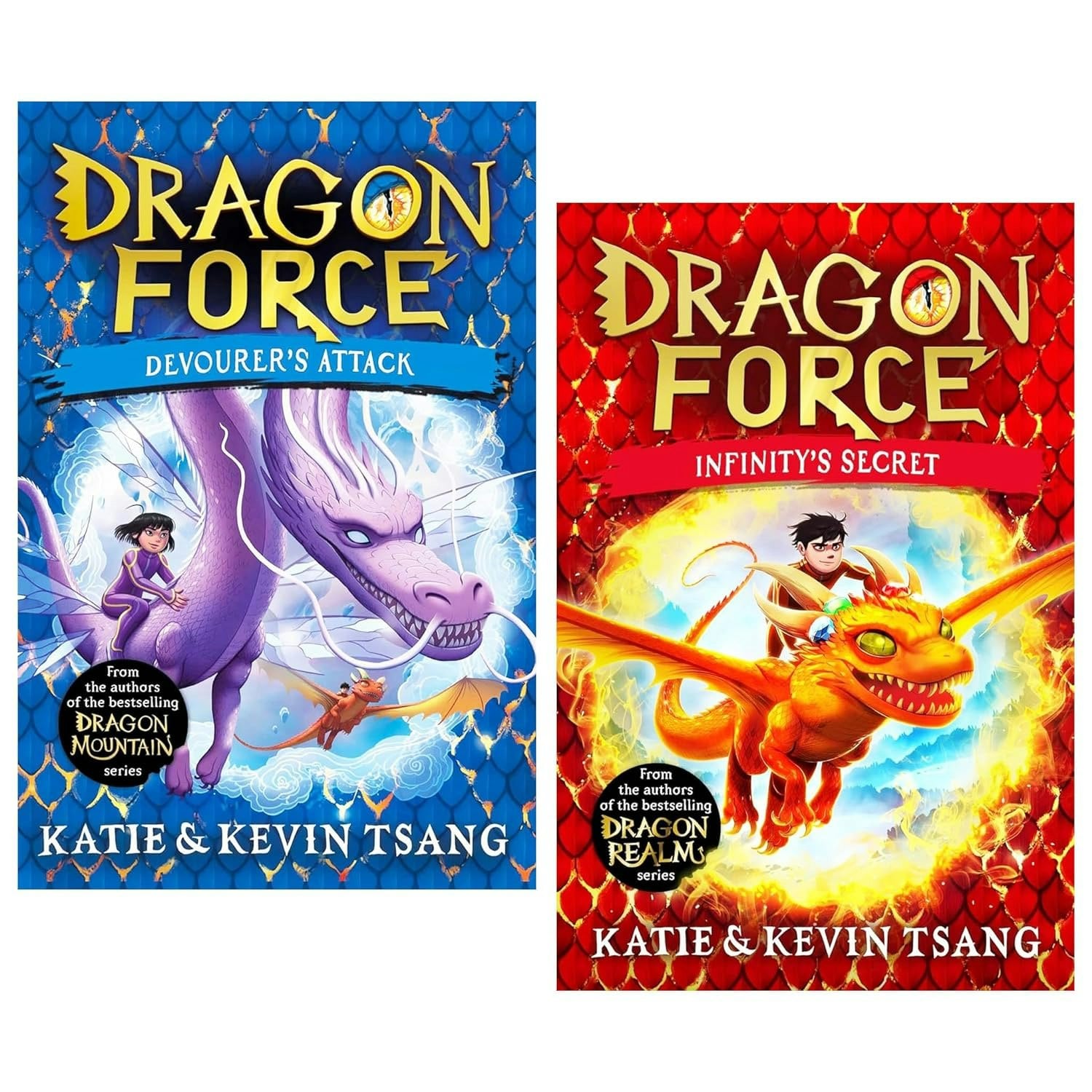 Simon & Schuster Ltd Dragon Force Series Book Set Infinity's Secret & Devourer's Attack By Katie & Kevin Tsang Size 2