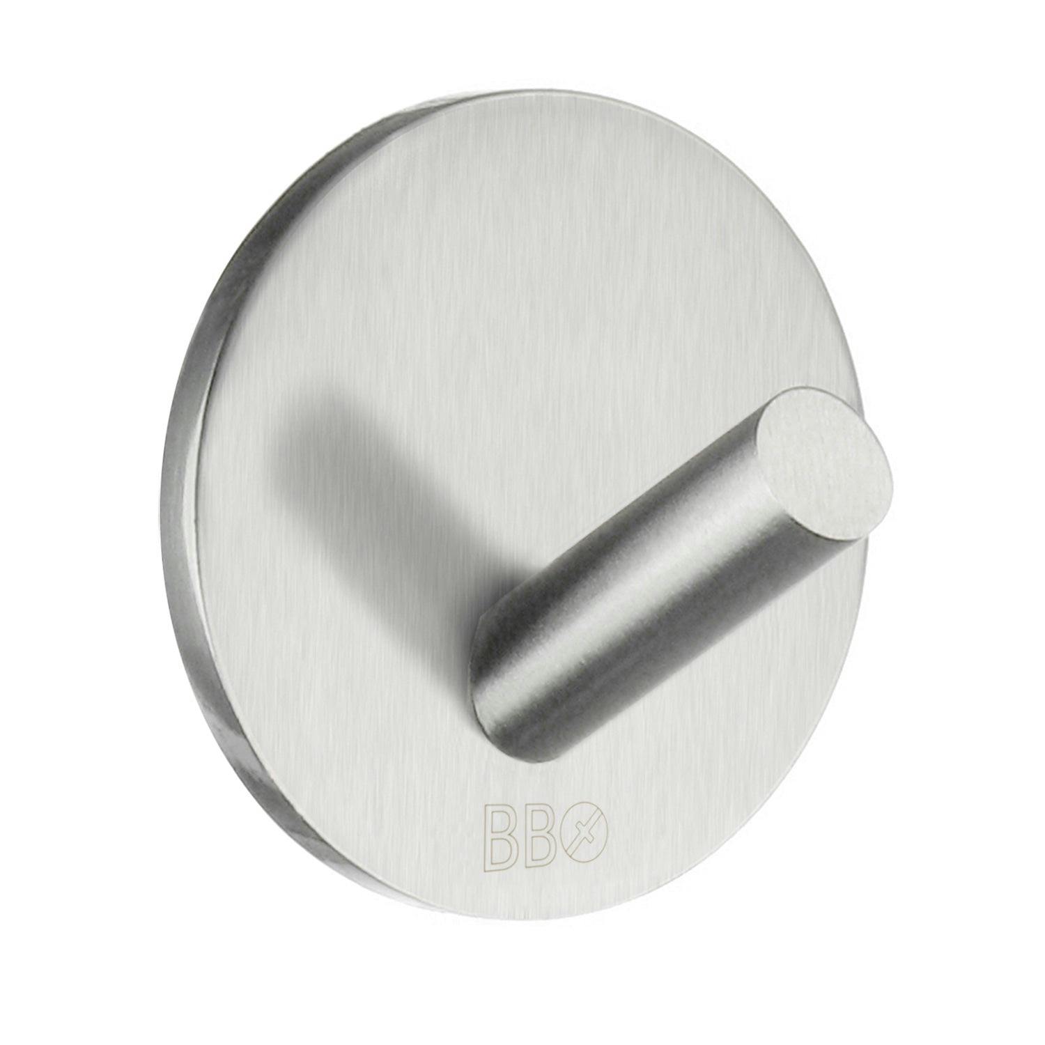 Rackhams Brushed Stainless Steel Single Towel Hook (30 X 30Mm) Self Adhesive Bathroom Wall Mounted