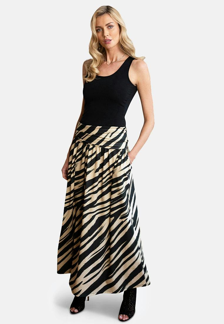 Hotsquash Orange/Blue Boho Maxi Skirt - Animal Stripes - 20