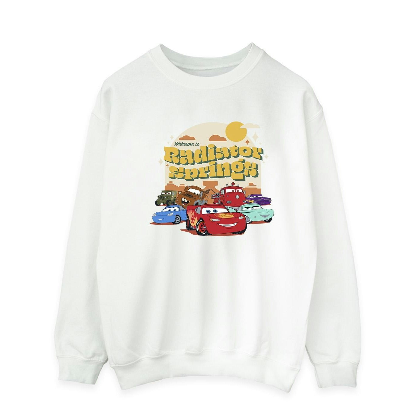 Disney Men's White Cars Radiator Springs Group Sweatshirt - Small