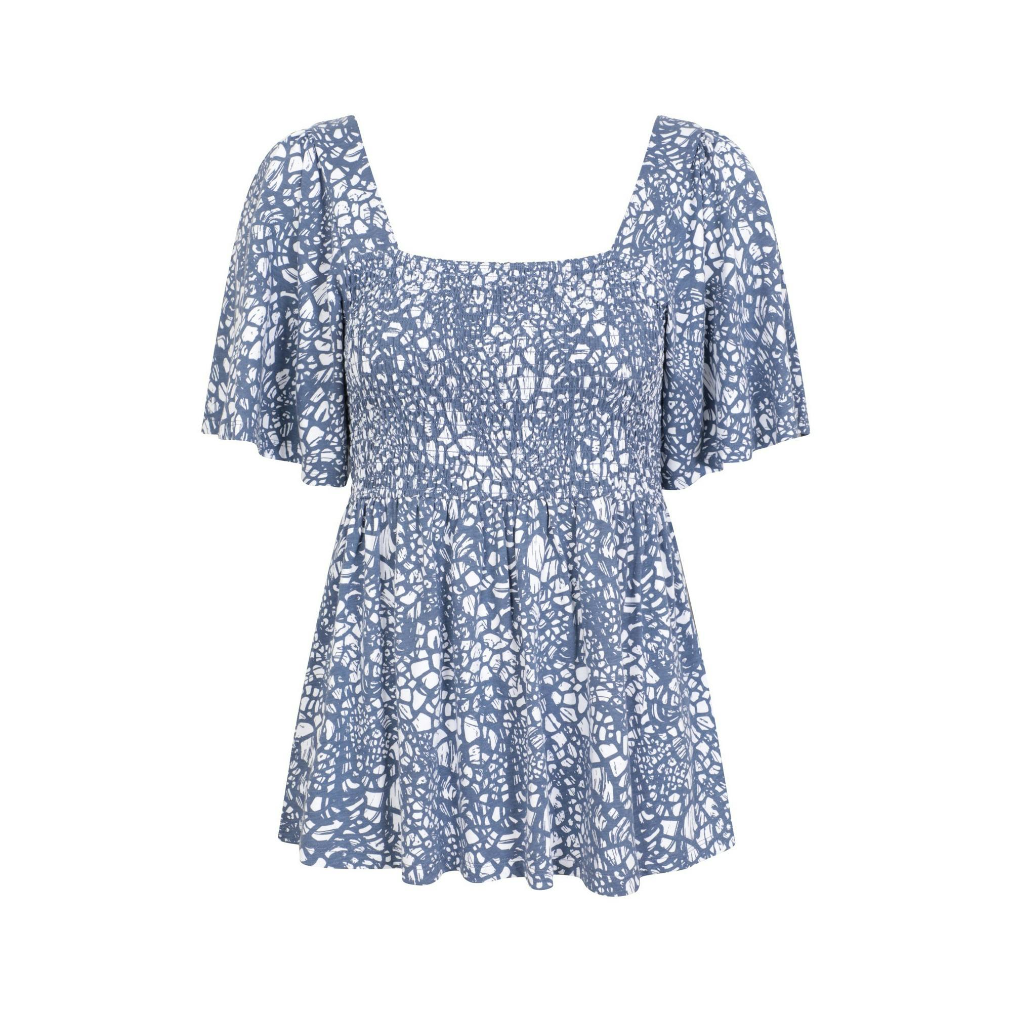 Mountain Warehouse Women's Dark/Blue Hydra Shirred Top - 8 Uk - 50% Cotton/50% Modal