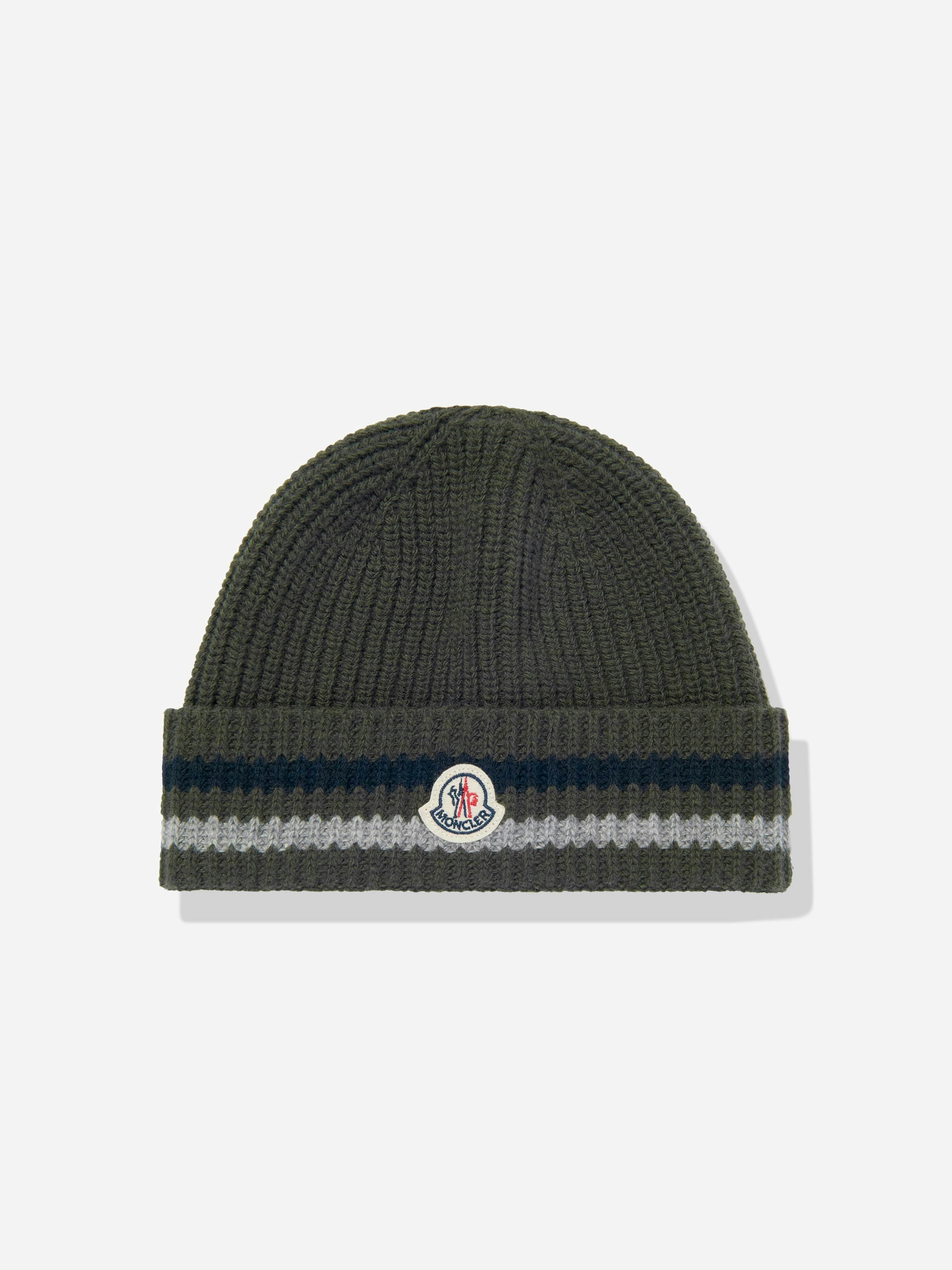 Moncler Enfant Boys Green Wool Beanie Hat In - 4 - 6 Yrs