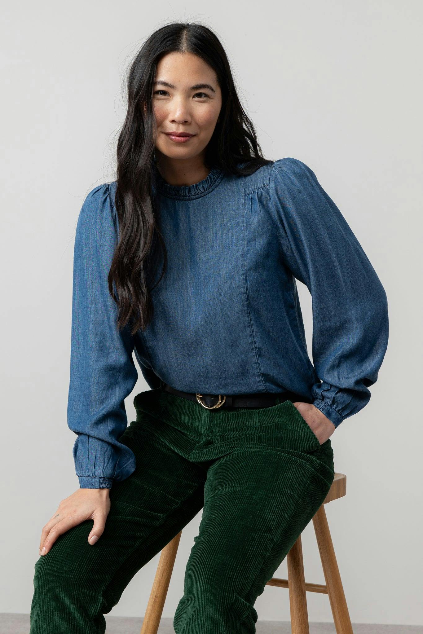 Lily & Me Blue Rosewood Tencel™ Denim Top - 08