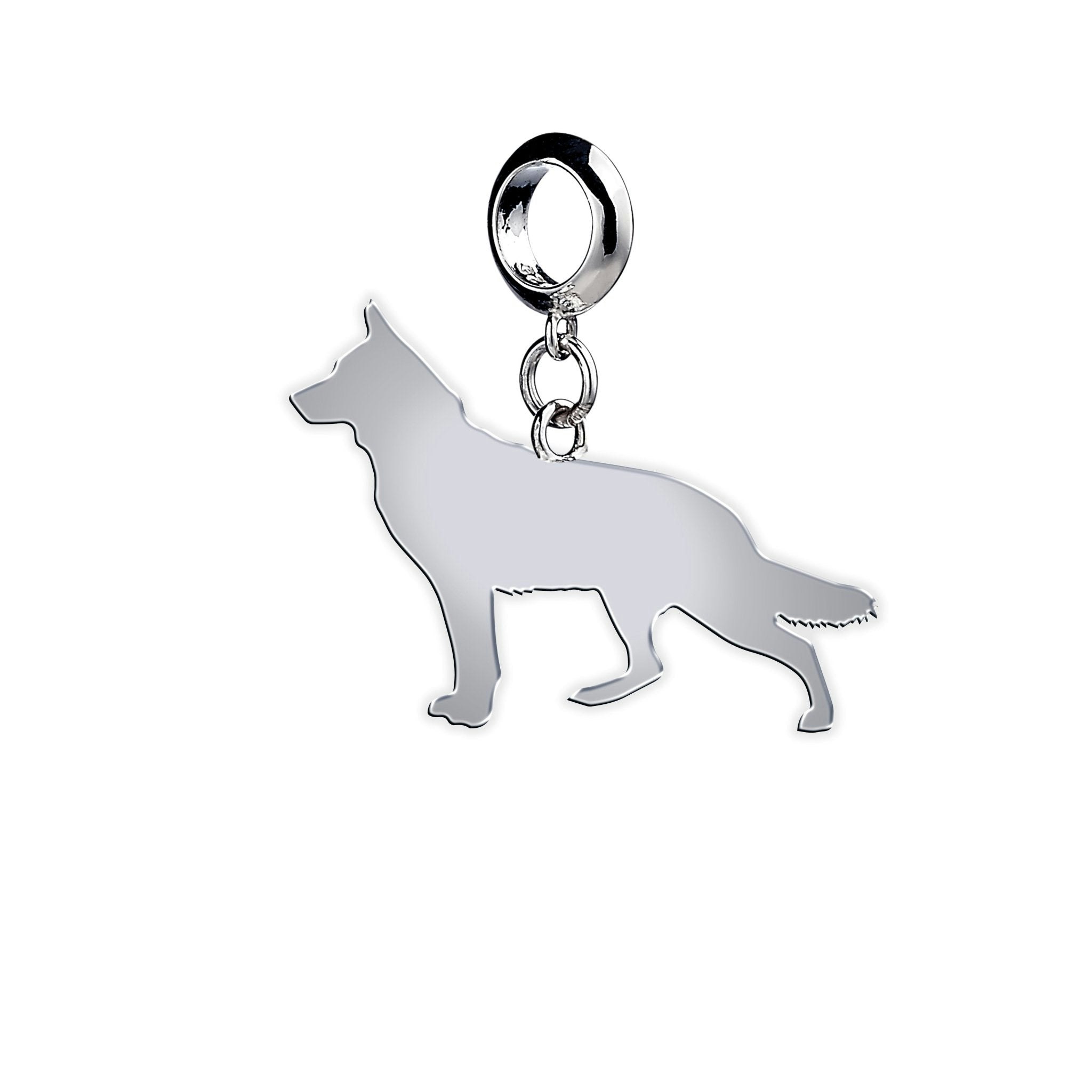 Mylee London White/Silver Swiss Shepherd Dog Silhouette Charm - Yes - Slider Charm