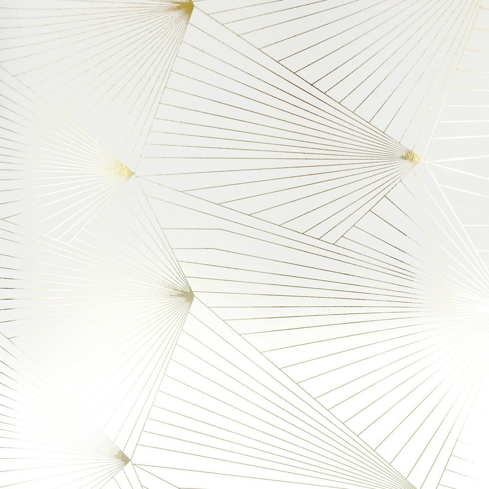 Rackhams Gold/White Fan And Wallpaper - 10M Roll