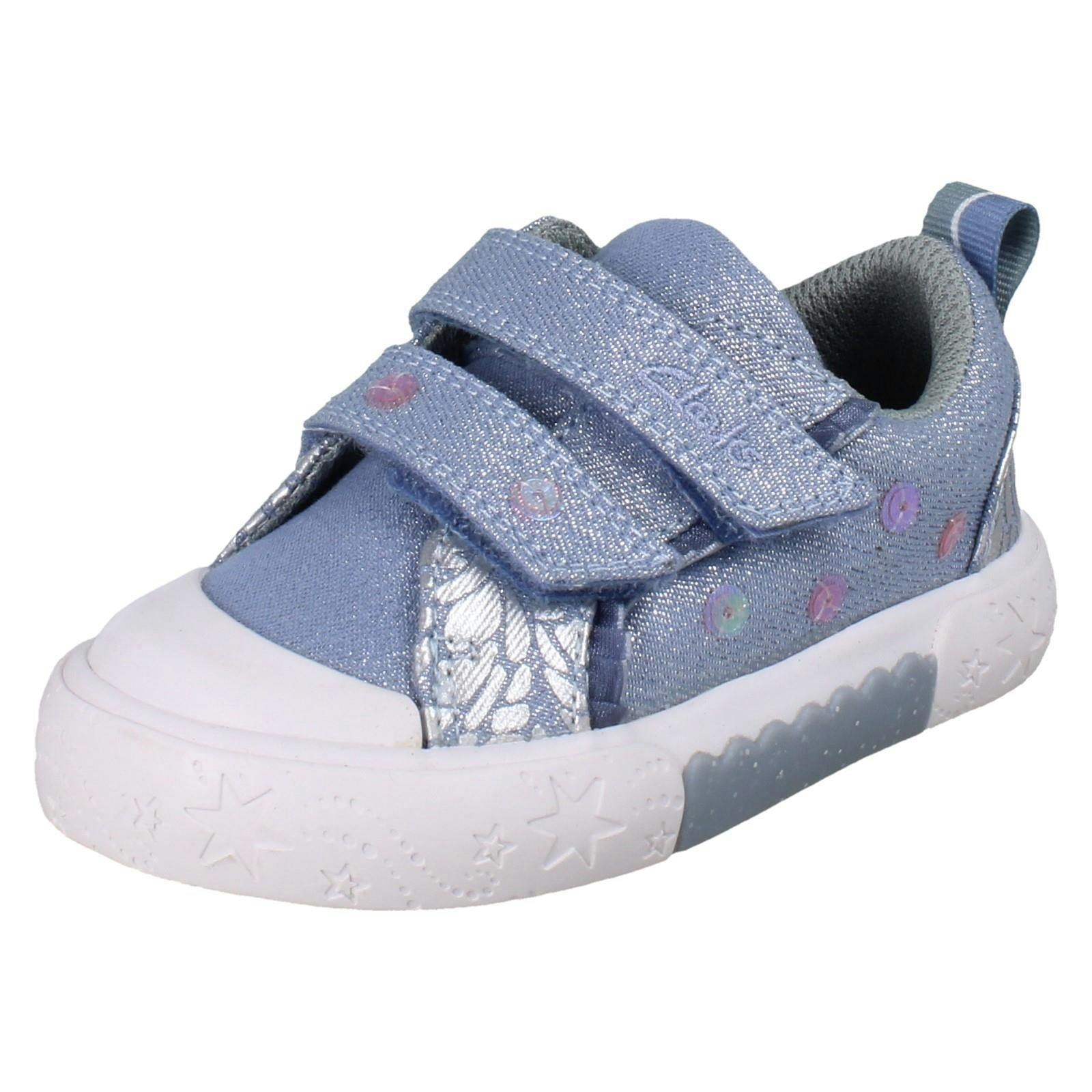 Clarks Girls Blue Canvas Foxing Trim - Denim (Toddler) - Uk 4.5 Infant - F