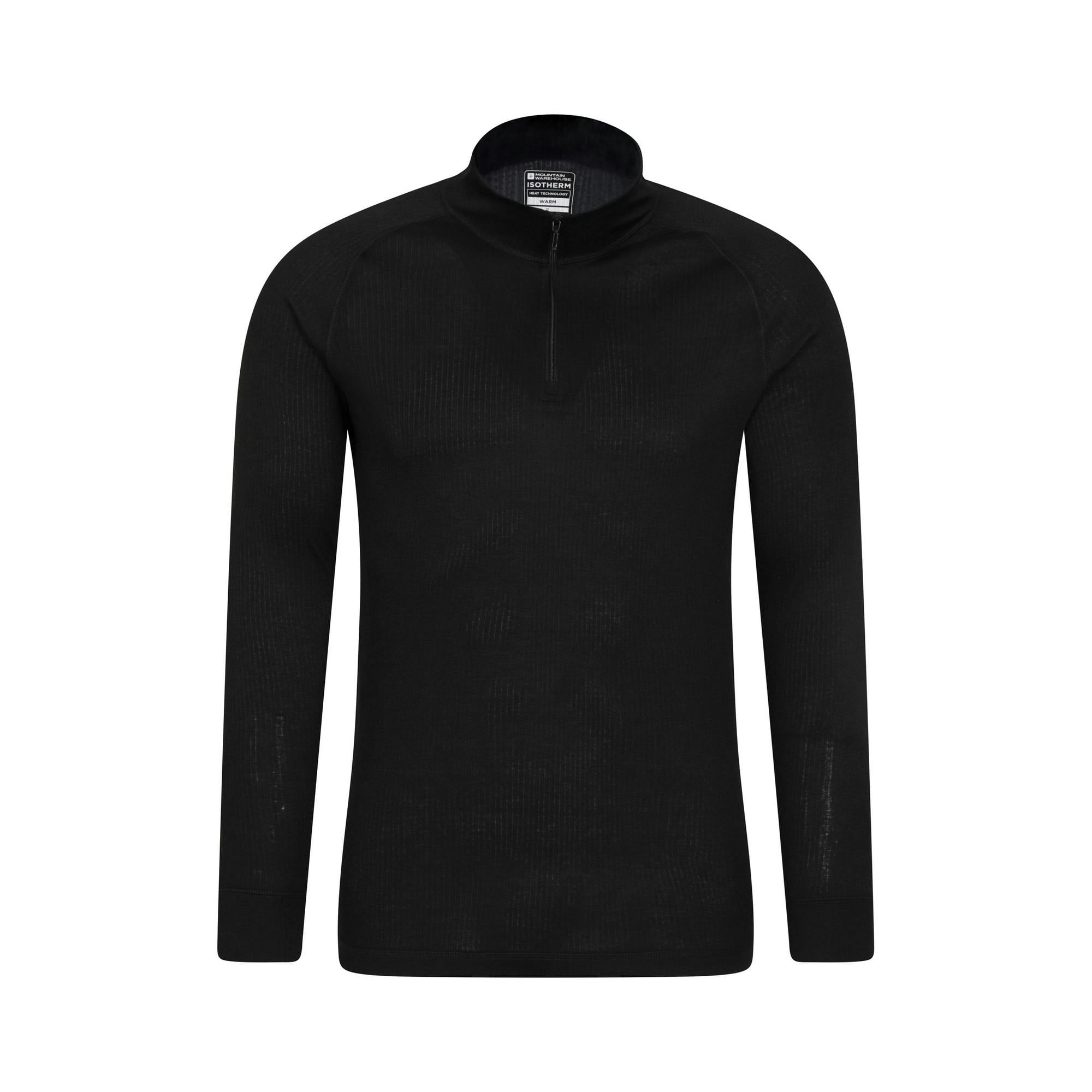 Mountain Warehouse Men's Black Talus Zip Neck Long-Sleeved Thermal Top - 3XL - 100% Polyester