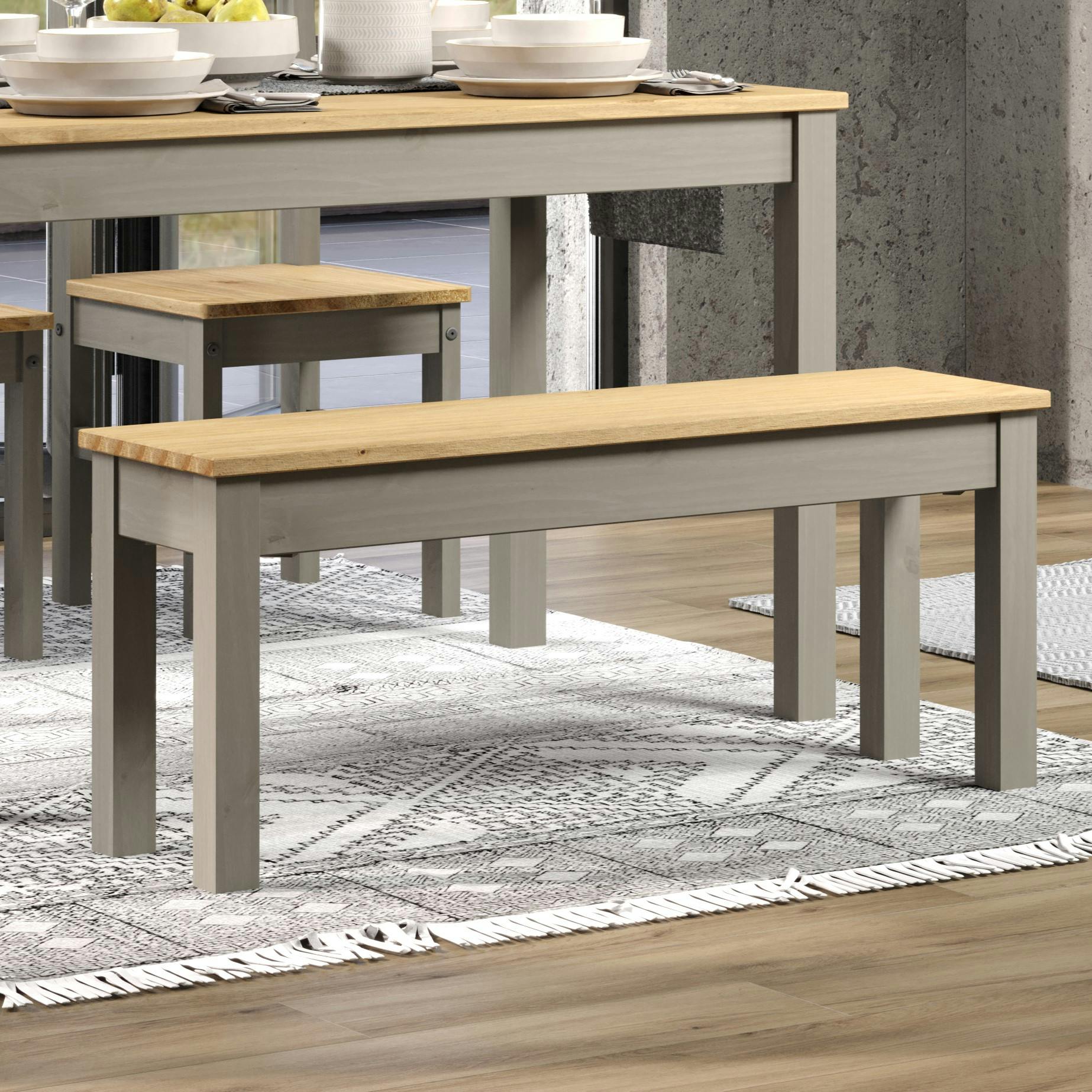 Rackhams Grey Linea Dining Bench, Waxed Pine - Large