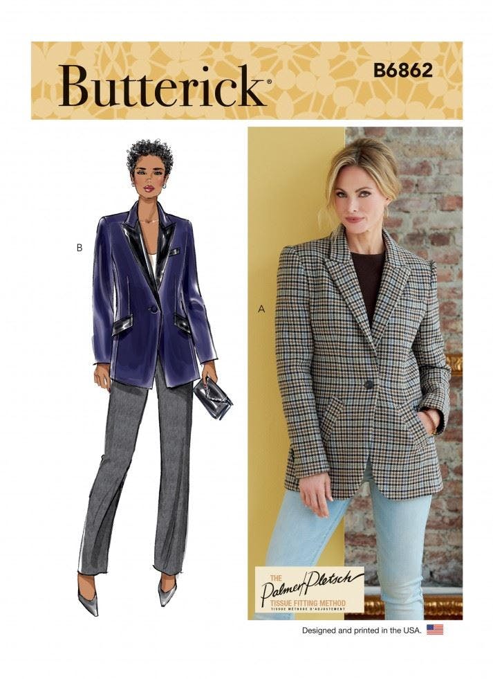 Butterick Women's Sewing Pattern 6862, Jackets For B5 (8-10-12-14-16) - Intermediate - B5 (8-10-12-14-16)