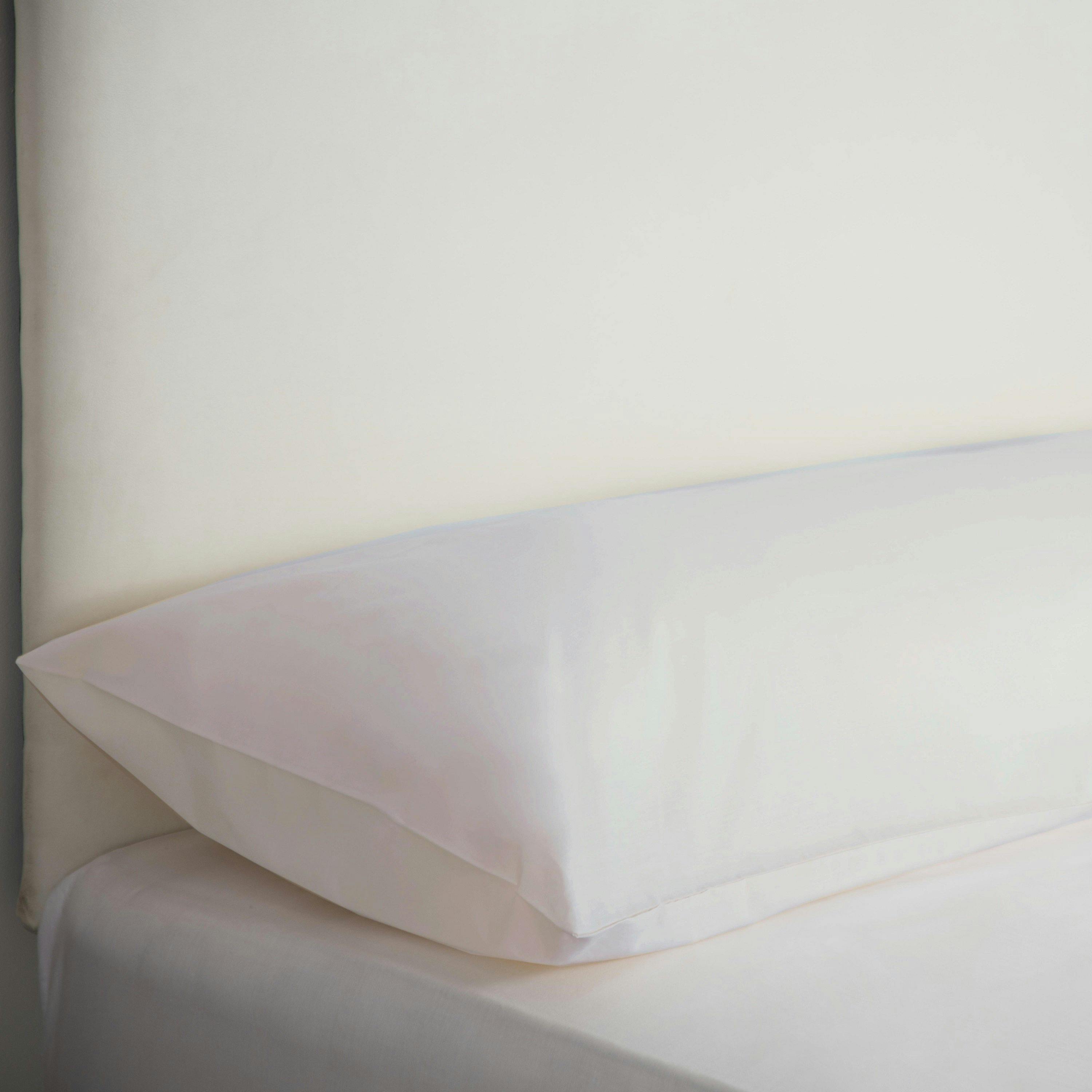 Belledorm White Belladorm Easycare Percale Bolster Pillowcase - Kingsize - 50% Cotton/50% Polyester