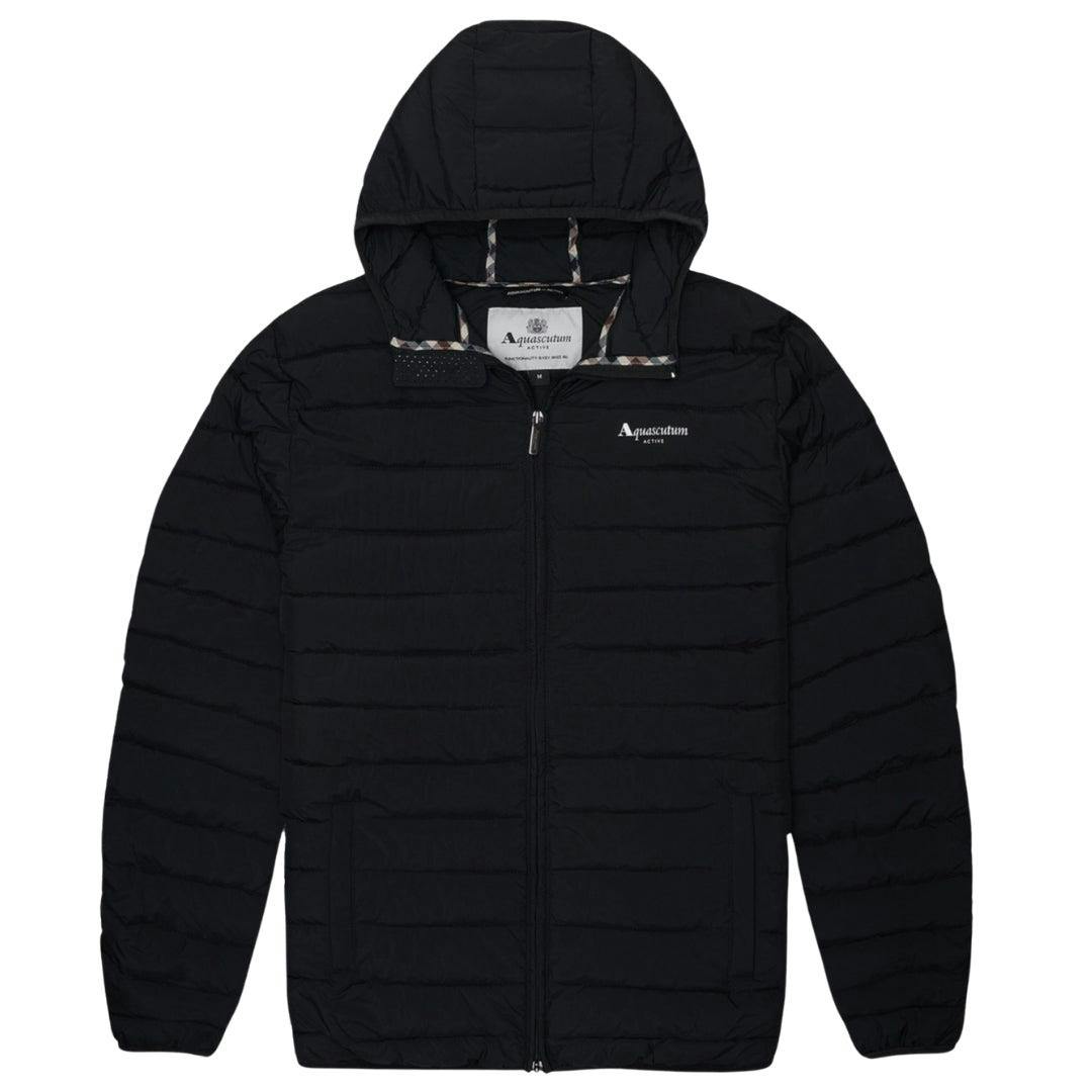 Aquascutum Men's Black Hooded Active Jacket - Xl - 100% Polyester