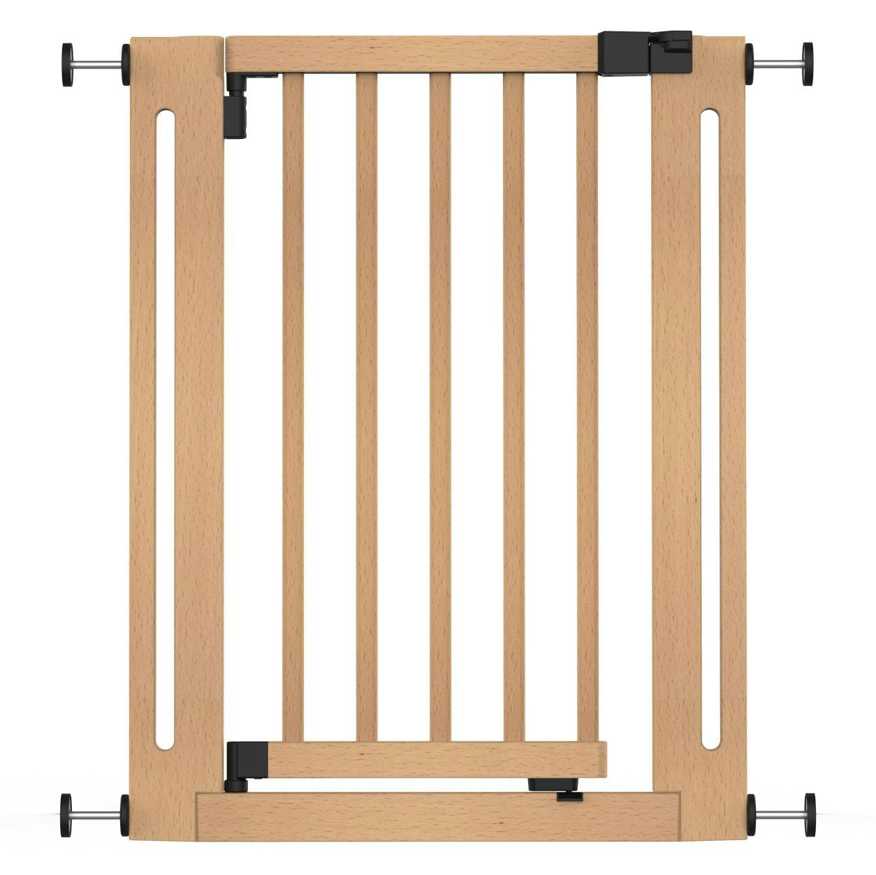 Safetots Wooden Elegance Baby Gate, Natural, 63cm - 71cm, Pressure Fit | No drilling required, one-piece gate with no extensions, extra-wide doorway and easy one-handed operation. - Image 5