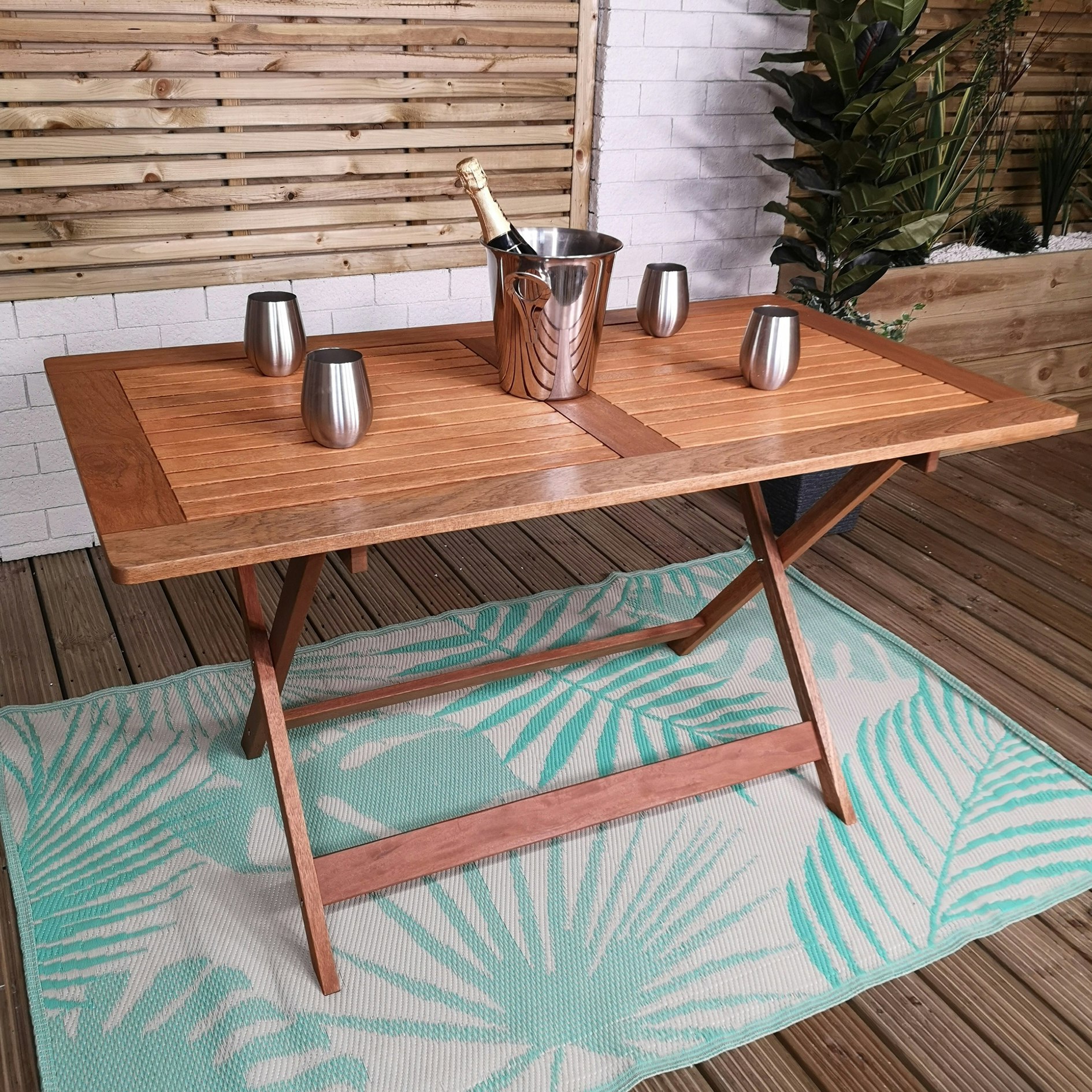 Rackhams Windermere Outdoor 6 Person Folding Rectangular Wooden Table