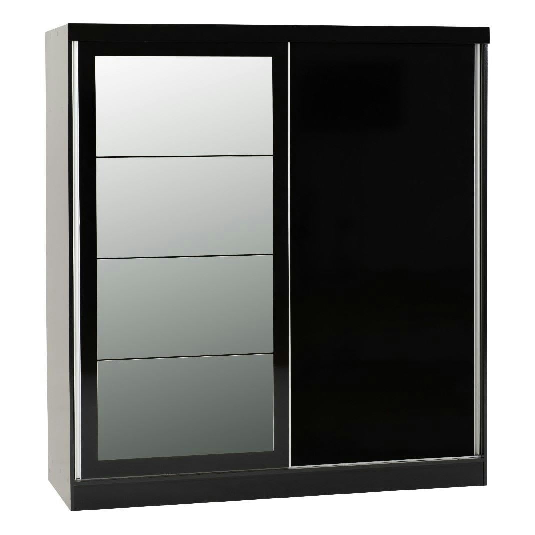 Rackhams Black Nevada 2 Door Sliding Wardrobe - Gloss