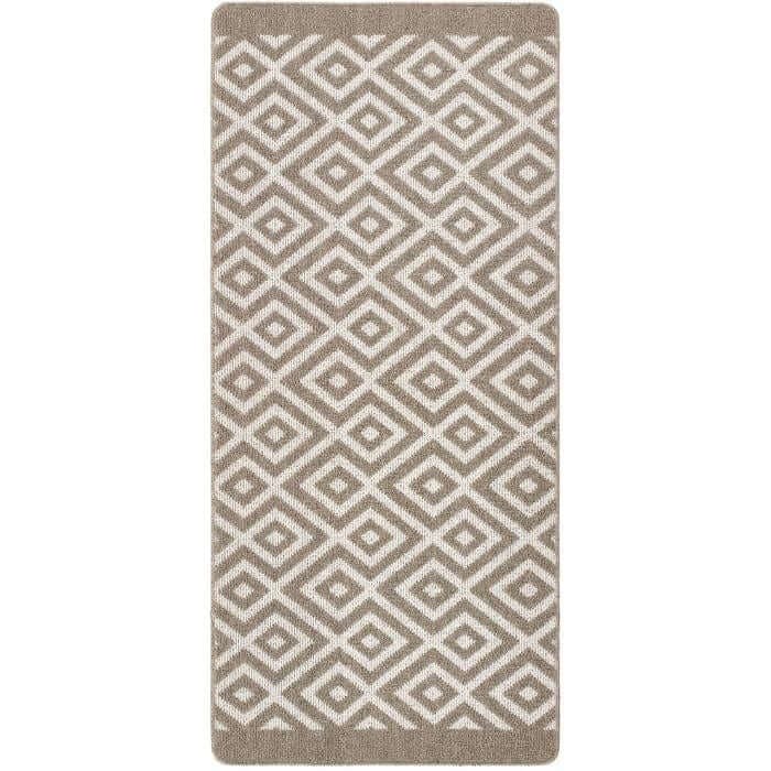 Rackhams Beige Diamond Washable Mat And Runner - 67X150 Cm
