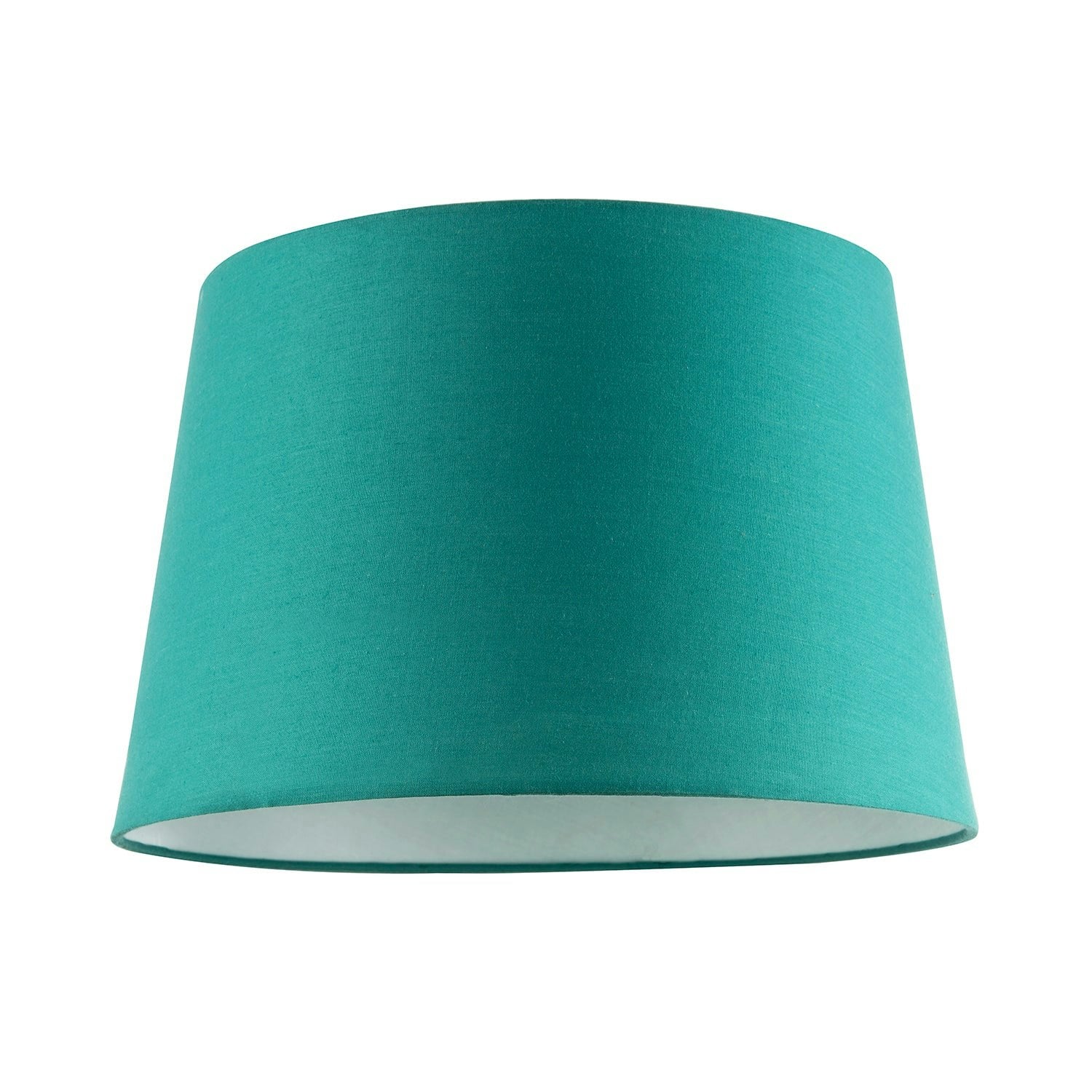 Rackhams White Vivid Teal Cotton Fabric 12Inch Drum Lampshade With Cotton Inner