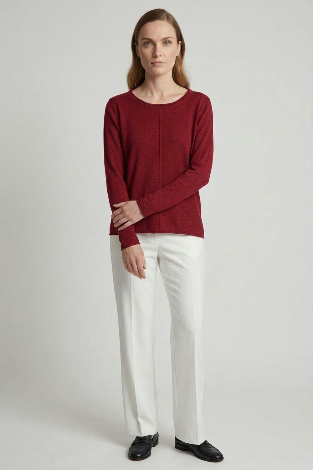 Izabel London Red Long Sleeve Relaxed Lightweight Knit Top - 16
