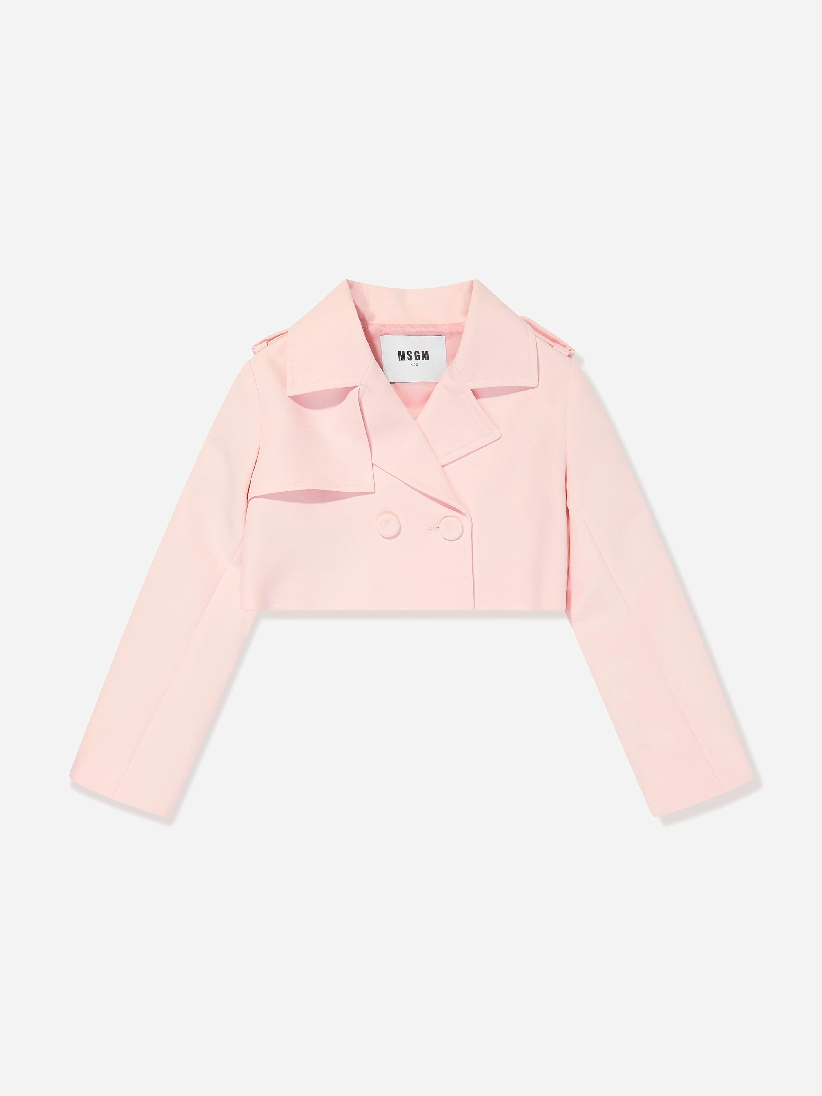 Msgm Girls Pink Technical Fabric Jacket In - 6 Yrs