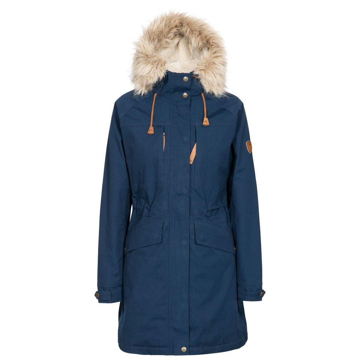 Trespass Women's Faithful Waterproof Jacket - Navy - Xxs - Navy - 65% Polyester/35% Cotton