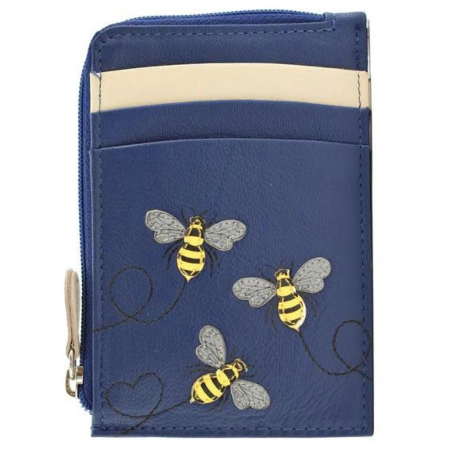 Mala Leather Blue Suri Bee Coin & Card Rfid Leather Purse