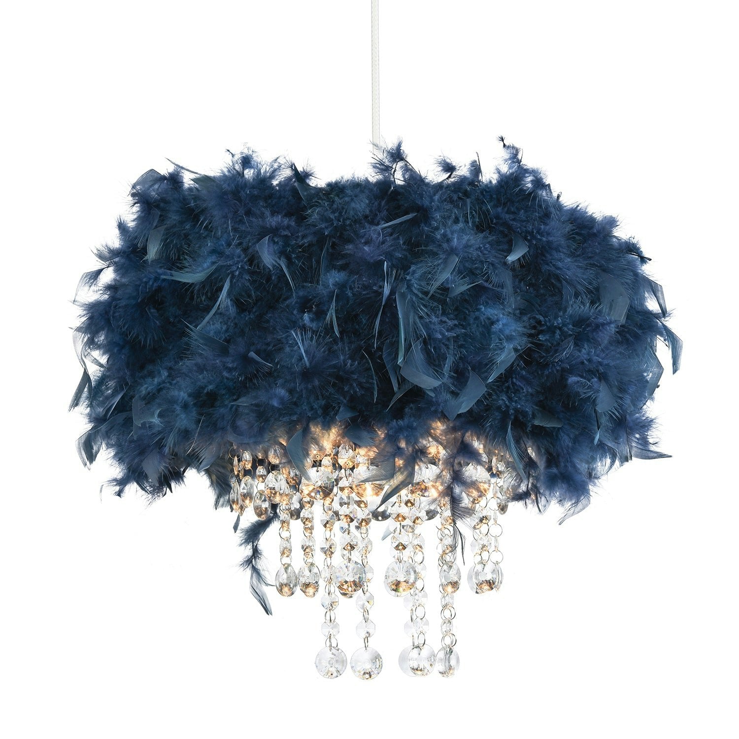 Rackhams Green/Light Contemporary Navy Pendant Shade With Transparent Acrylic Droplets