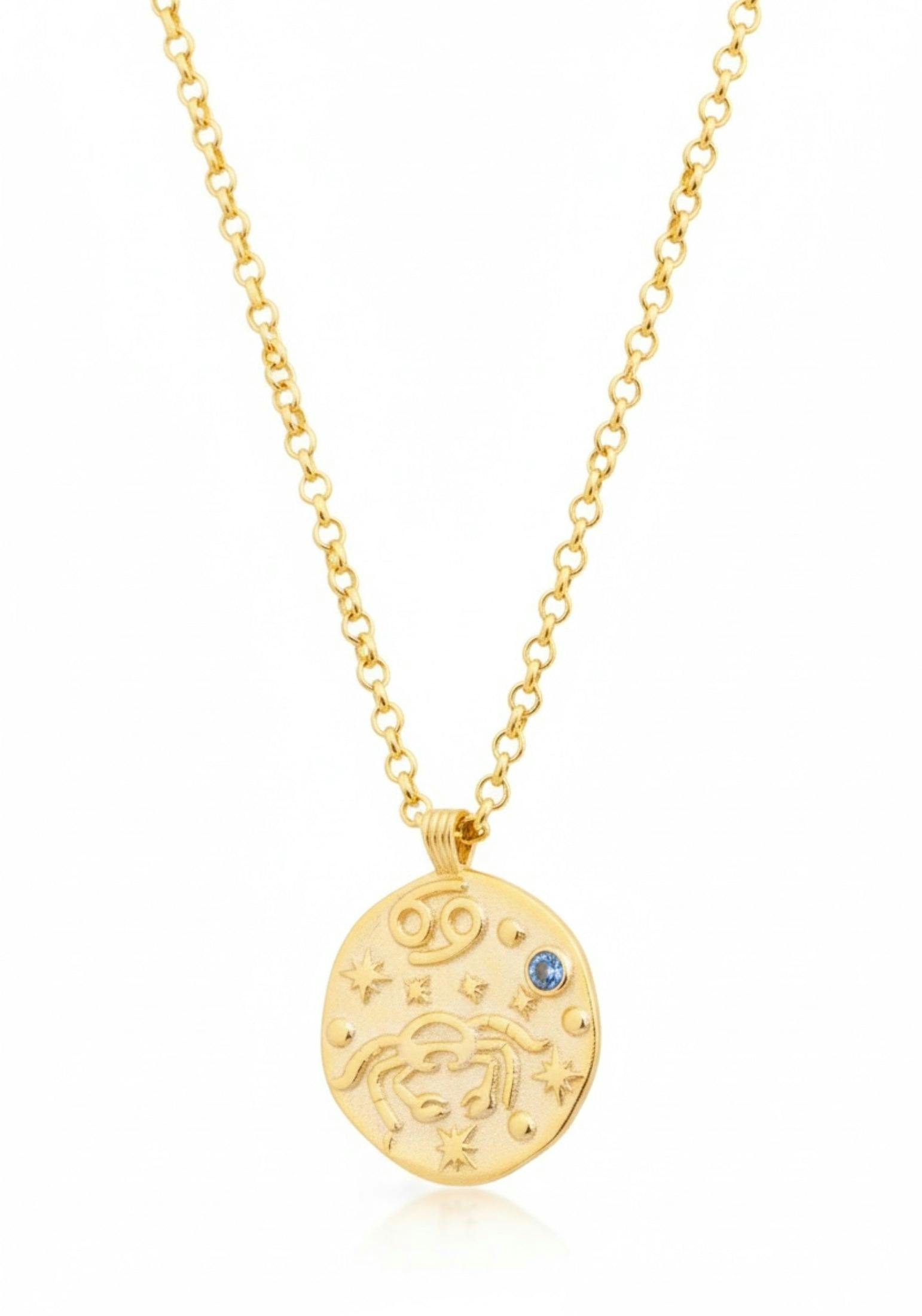 Latelita Gold Zodiac Birthstone Talisman Necklace Cancer