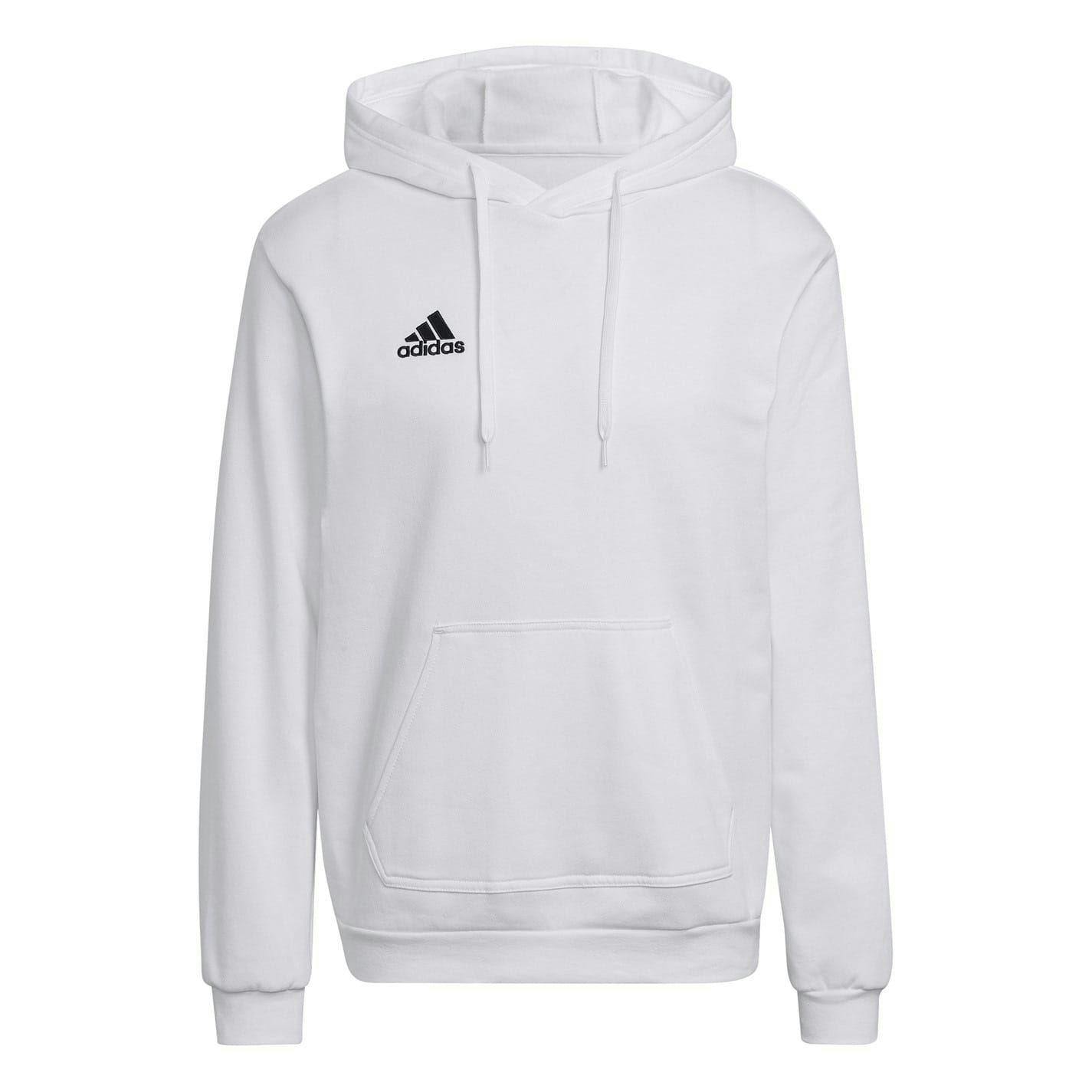 Adidas Men's White/Black Ent22 Relaxed Fit Long-Sleeved Hoodie - L - 70% Cotton/30% Recycled Polyester