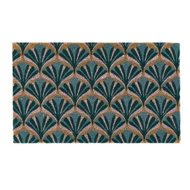 Rackhams Blue/Pink Natural Art Deco Coir Doormat 45X75 Cm