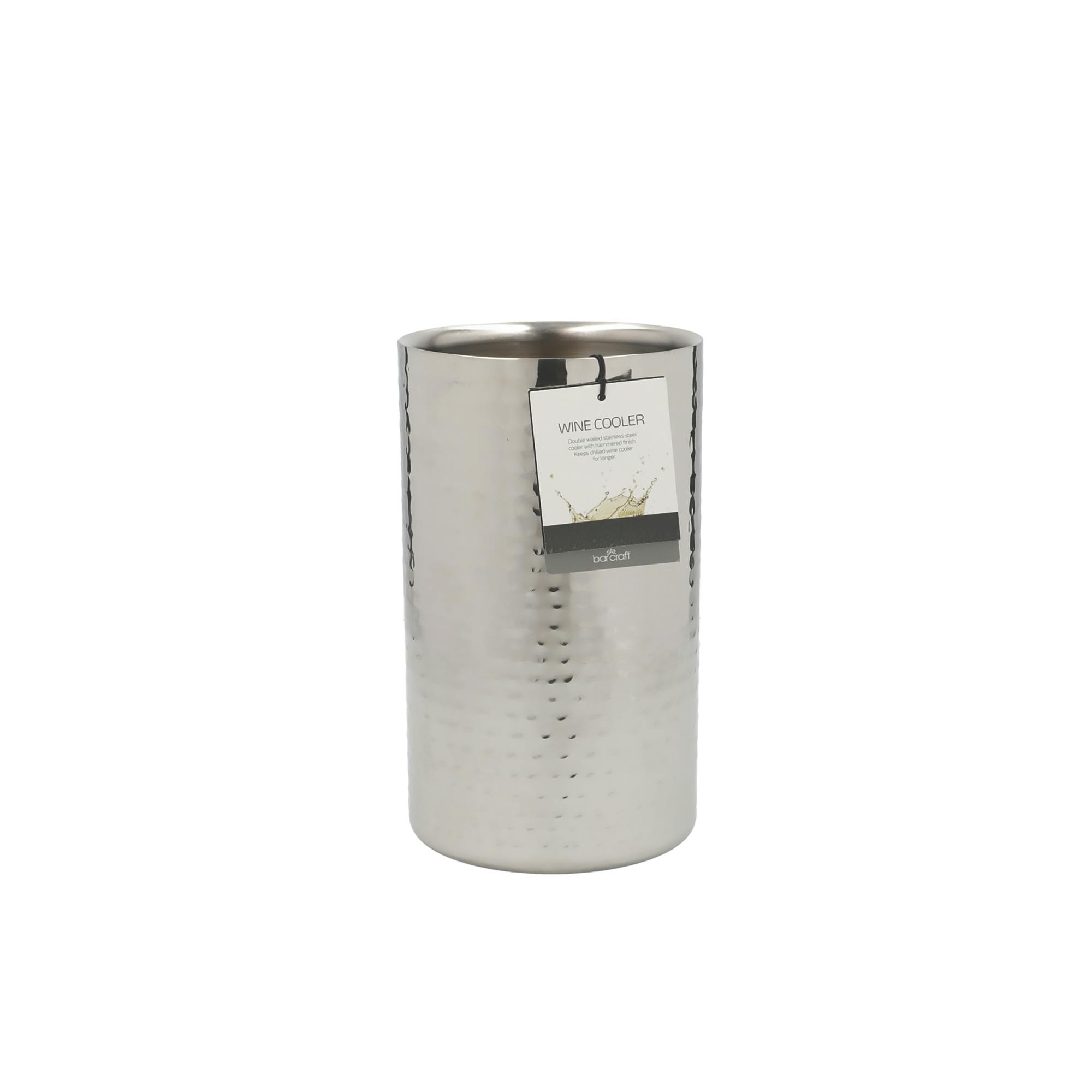 Rackhams Silver Stainless Steel Hammered Wine Cooler Sleeve - Stainless Steel