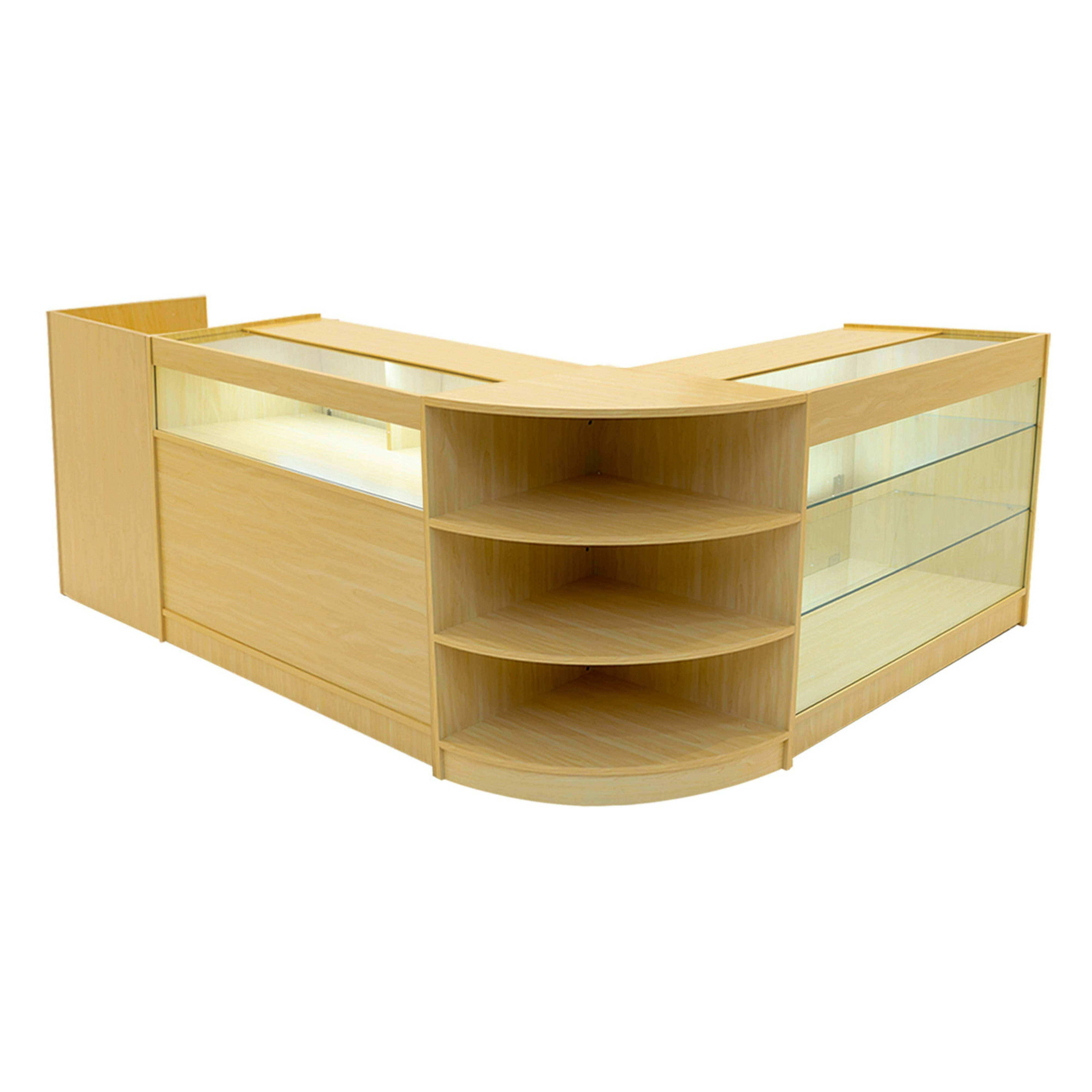 Rackhams White Hyperion Led Shop Counter Set K1200, B1200, Tb60 & Lm60 - Maple