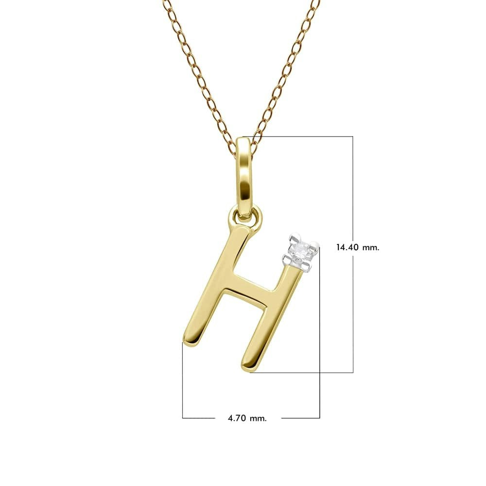 Gemondo Yellow/Gold Initial Diamond Letter Necklace In 9Ct - H