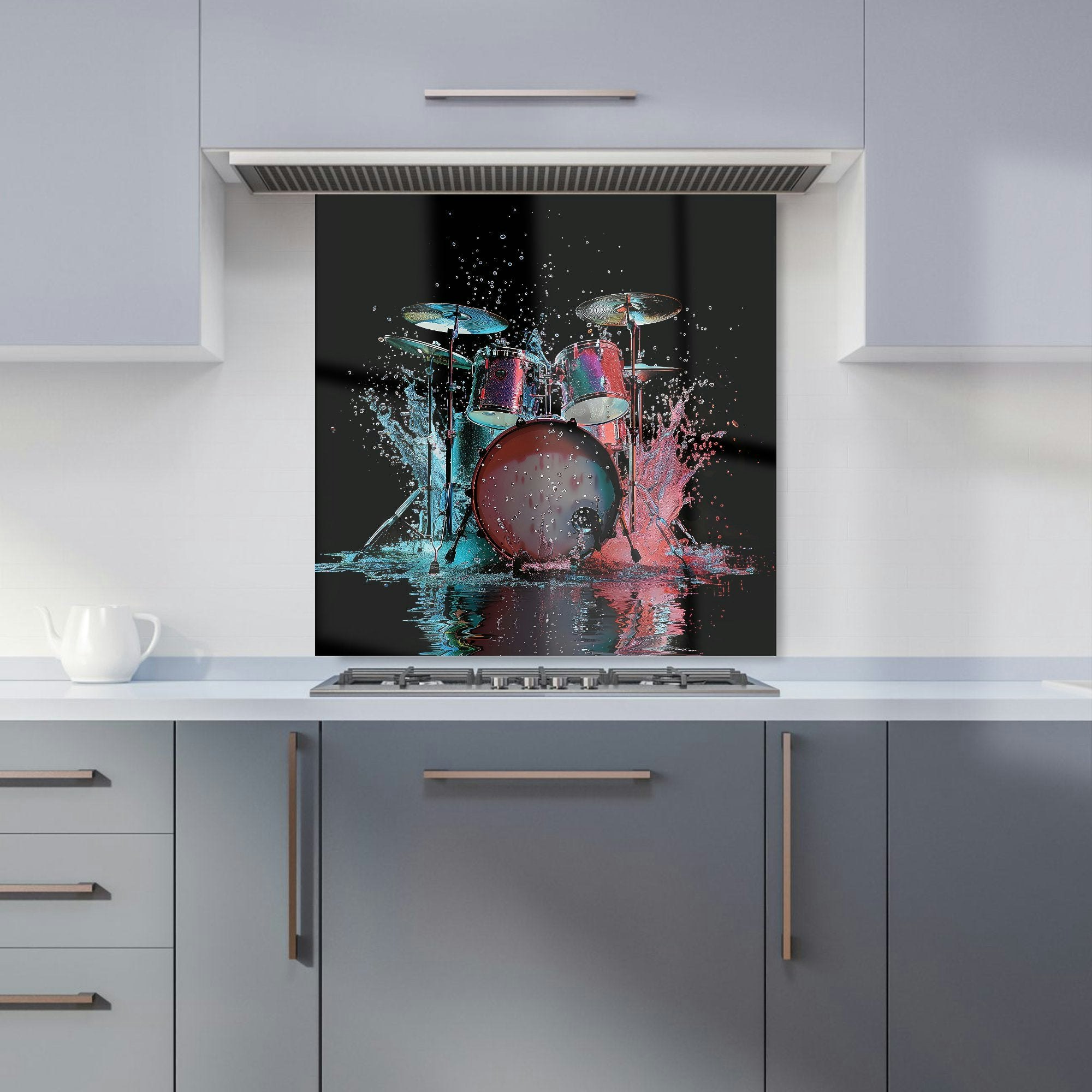 Warren Reed - Designer Rhythm In Splashing Drums Kitchen Splashback - W600mm X H600mm