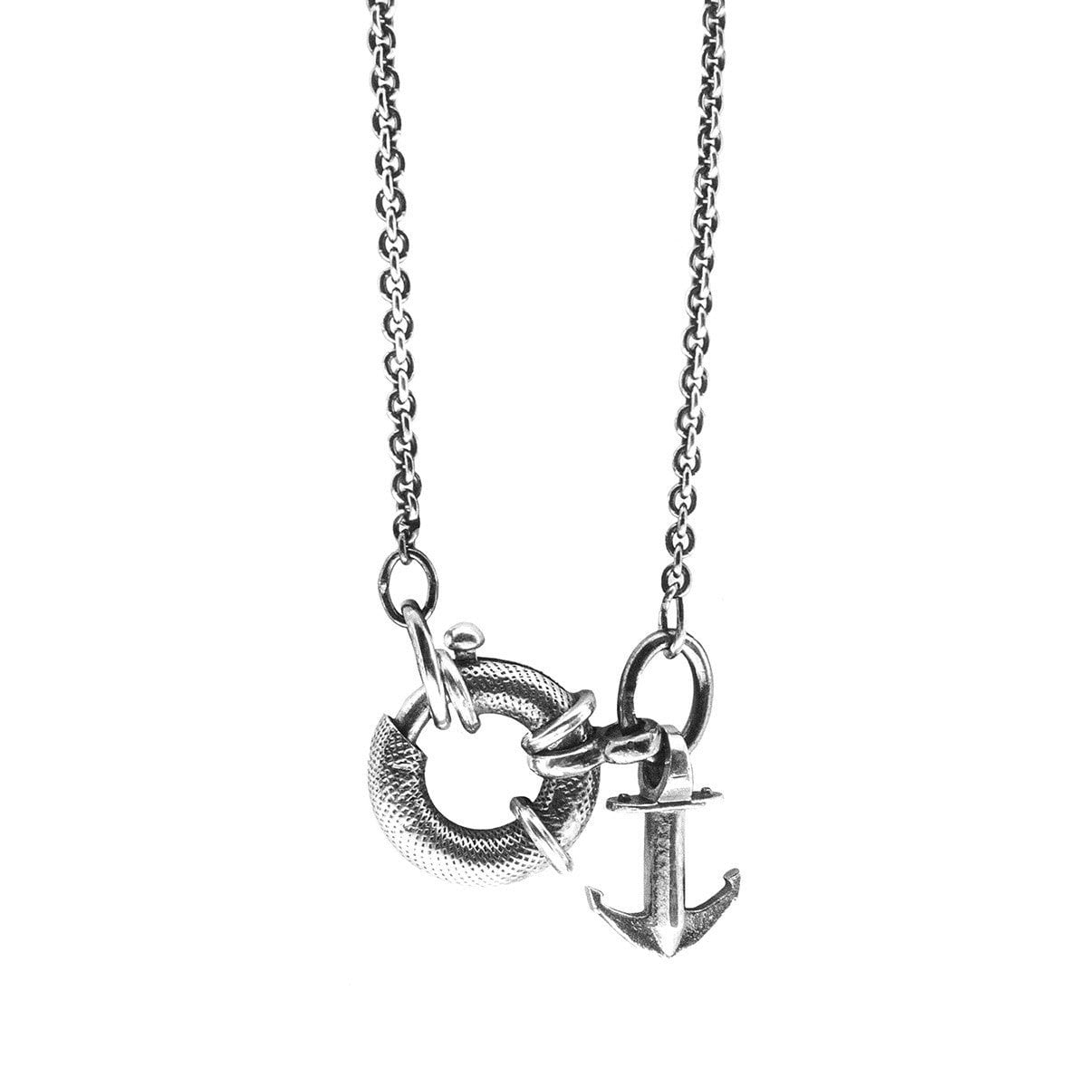 Anchor & Crew Silver Clyde Anchor Signature Necklace Pendant - M - 50Cm (Most Popular)