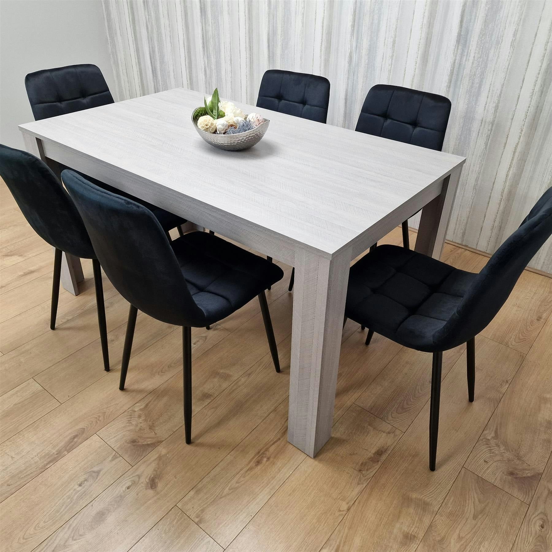 Kosy Koala Grey/Black Dining Table Set With 6 Chairs Dining Room, And Kitchen Table Set Of 6